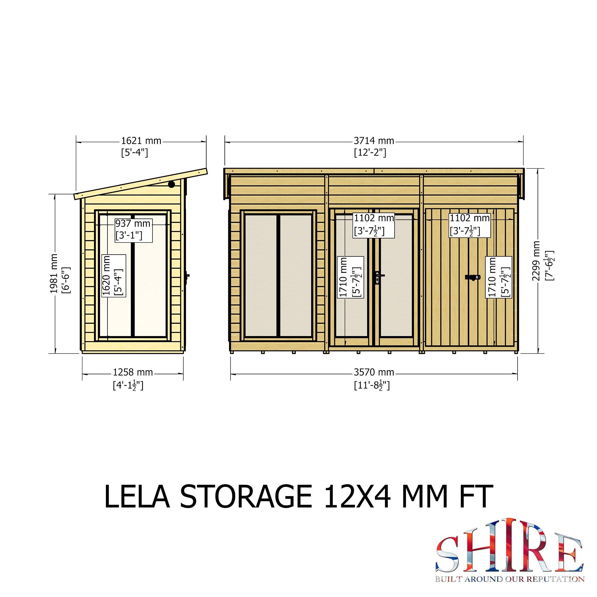 Wood - Shire - Lela 12x4 SummerHouse inc Storage - 4
