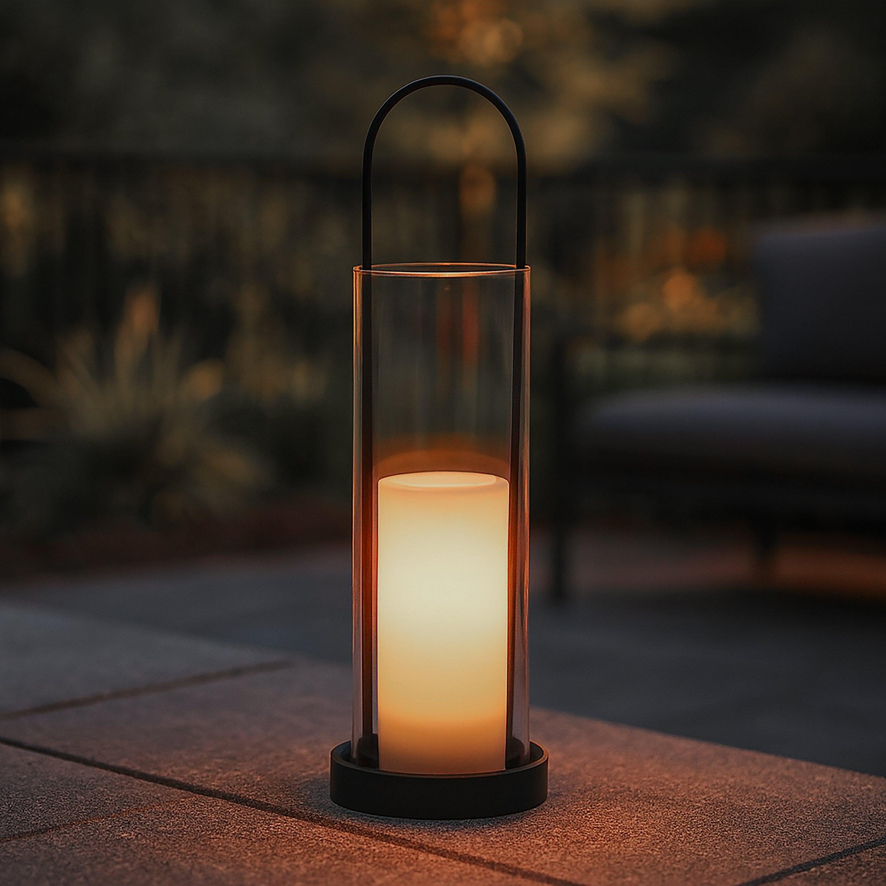 Lighting Collection  Outdoor Solar Glass Lantern - Black Clear And
