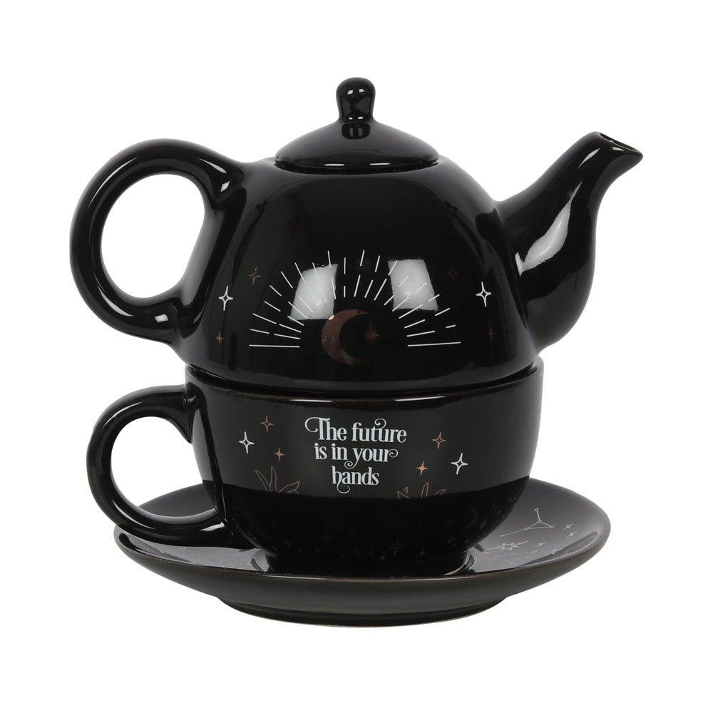 Something Different  The Fortune Teller Tea For One Tea Set - Black