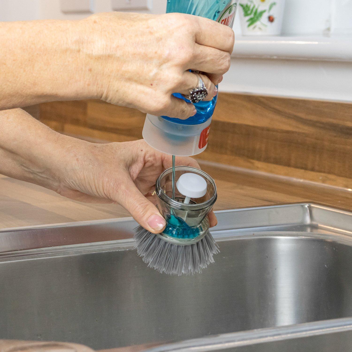 Grey - JVL - JVL Soap Dispensing Scrubbing Brush - 6