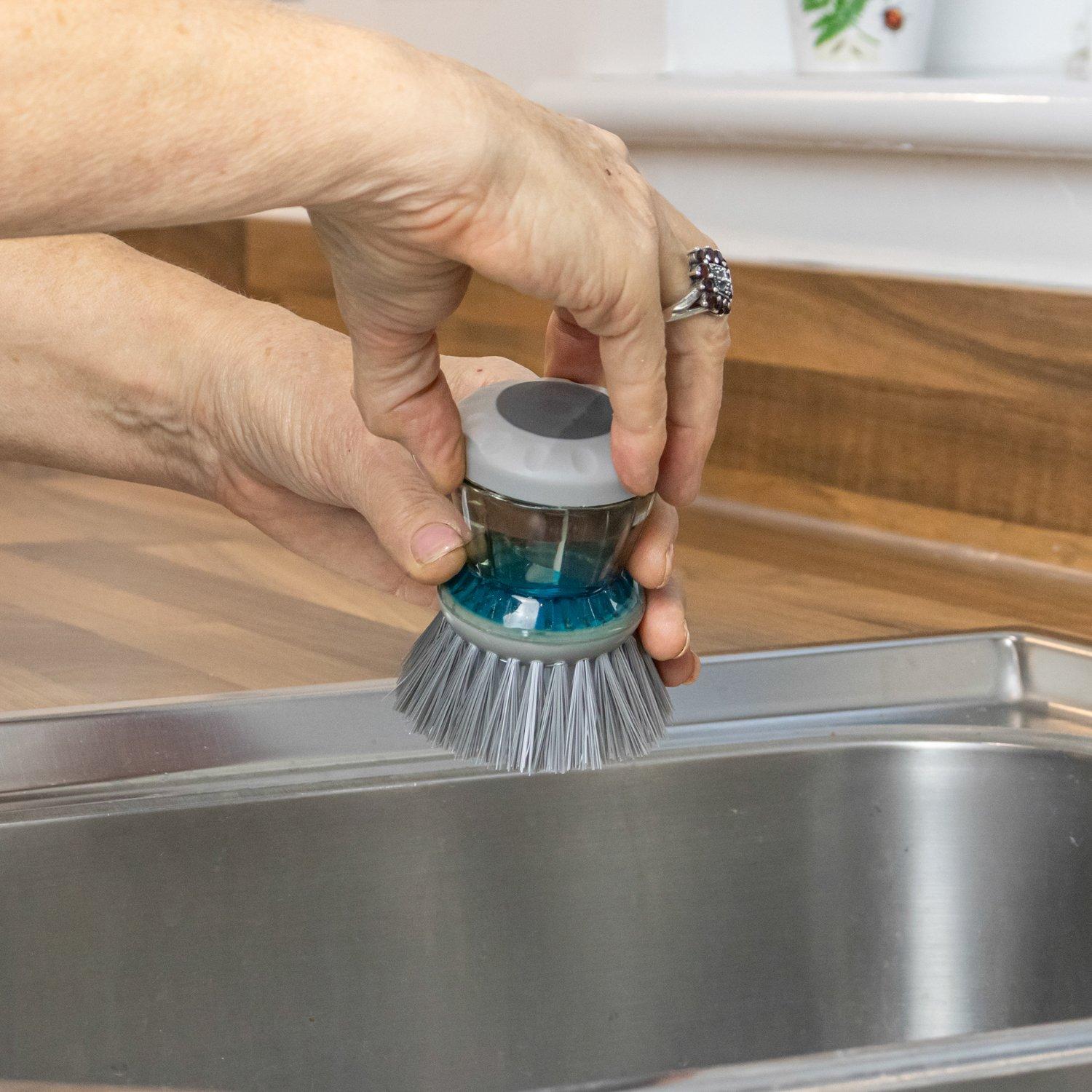 Grey - JVL - JVL Soap Dispensing Scrubbing Brush - 7
