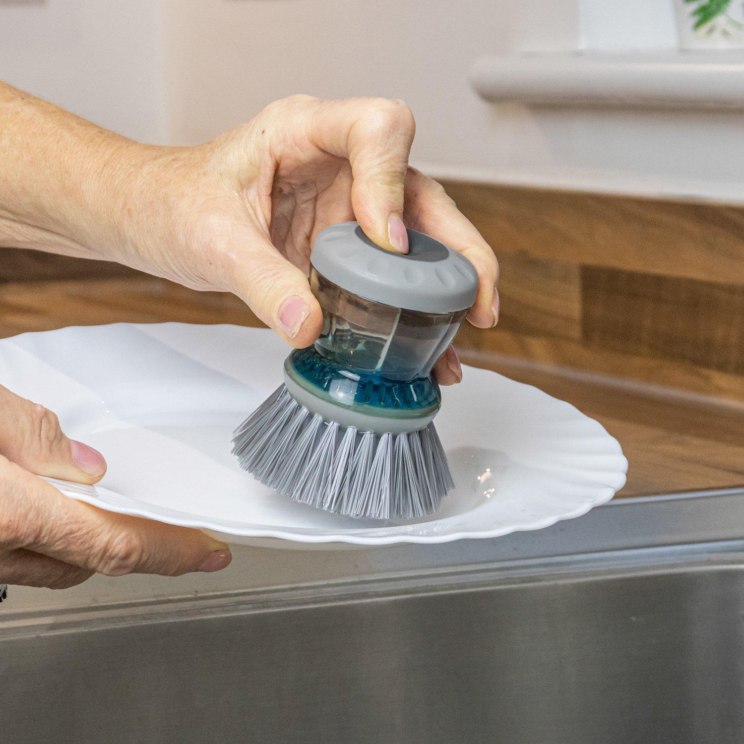 Grey - JVL - JVL Soap Dispensing Scrubbing Brush - 8