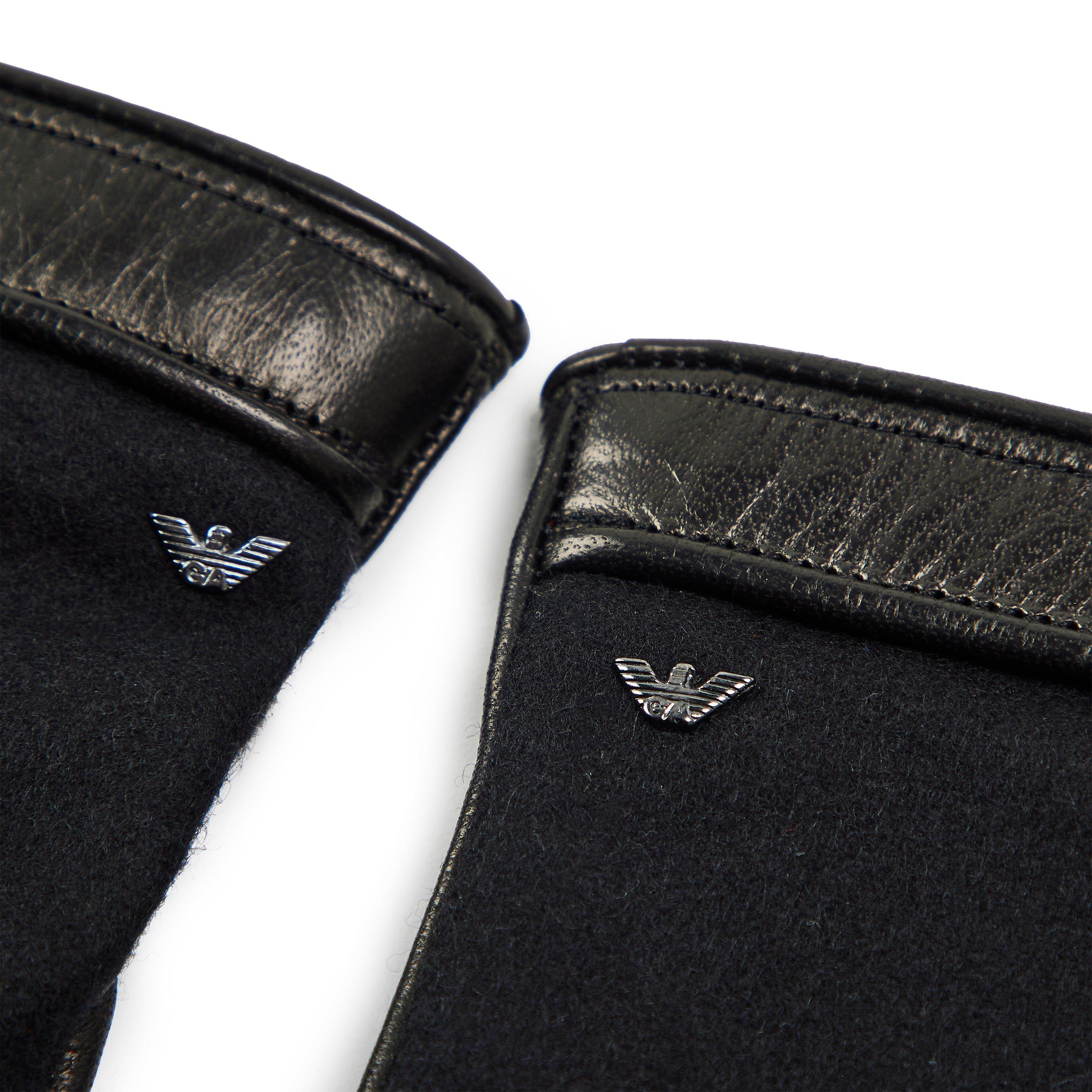 Black - Emporio Armani - Leather Gloves - 3