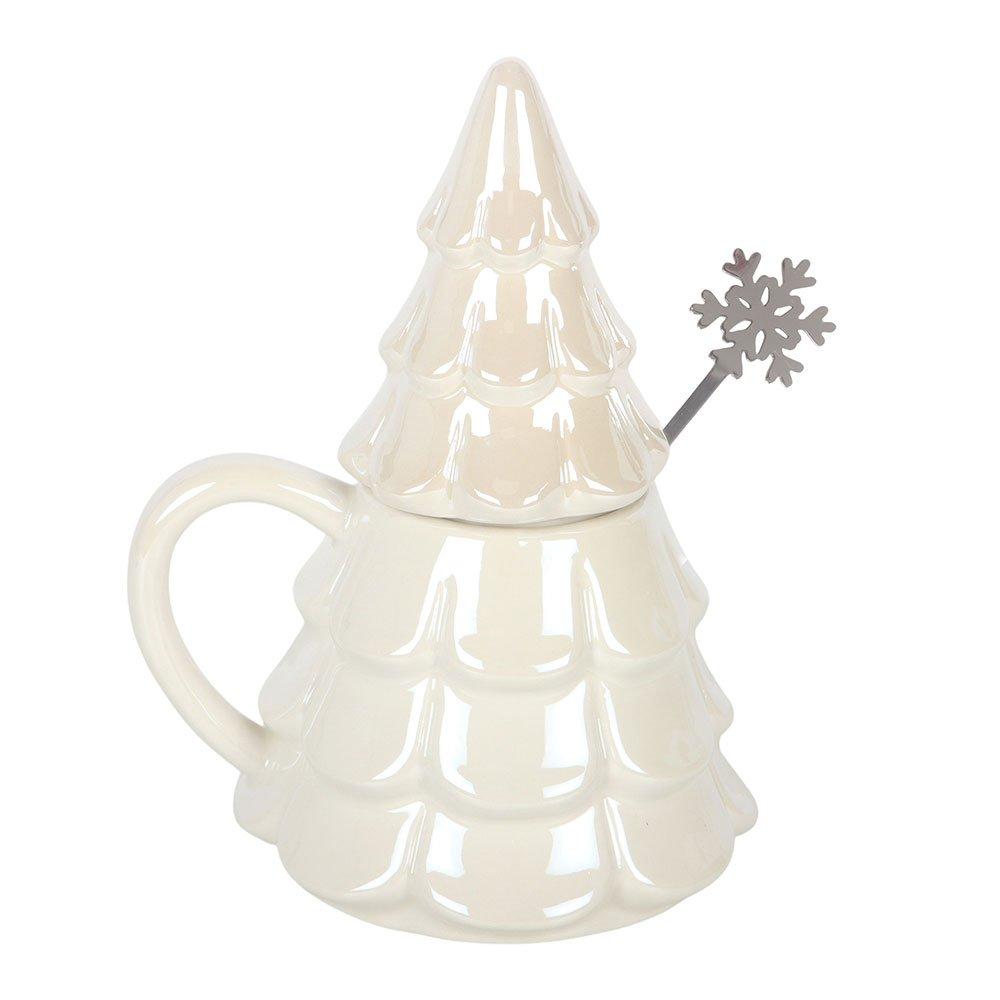 White - Something Different - Iridescent Fir Tree Mug and Snowflake Spoon Set - 2