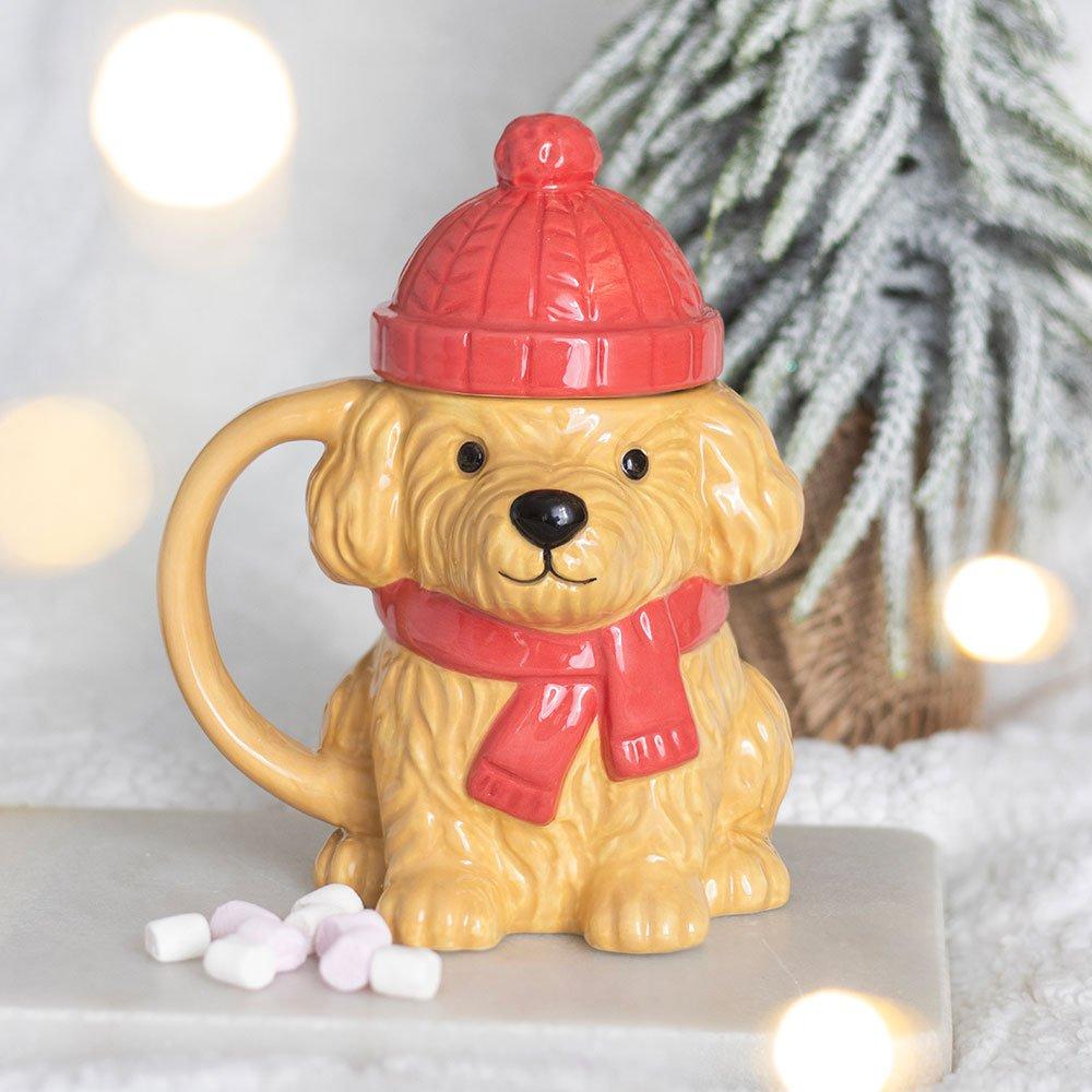 White - Something Different - Winter Puppy Lidded Mug - 1