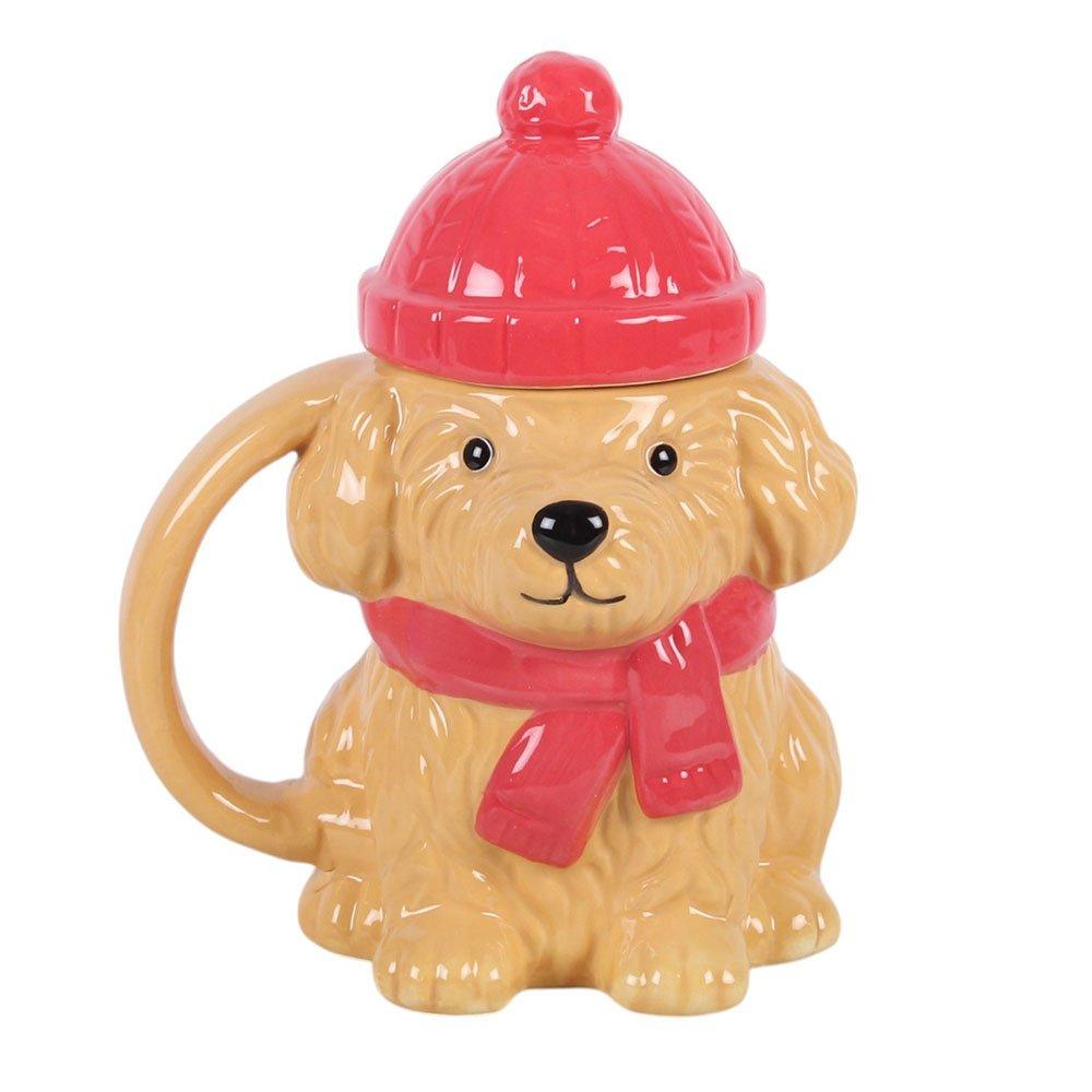 White - Something Different - Winter Puppy Lidded Mug - 2