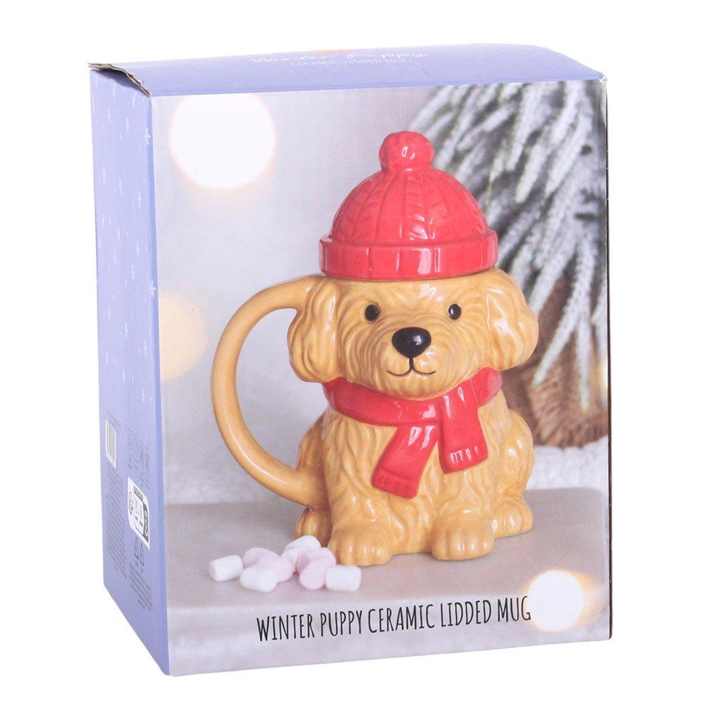 White - Something Different - Winter Puppy Lidded Mug - 5