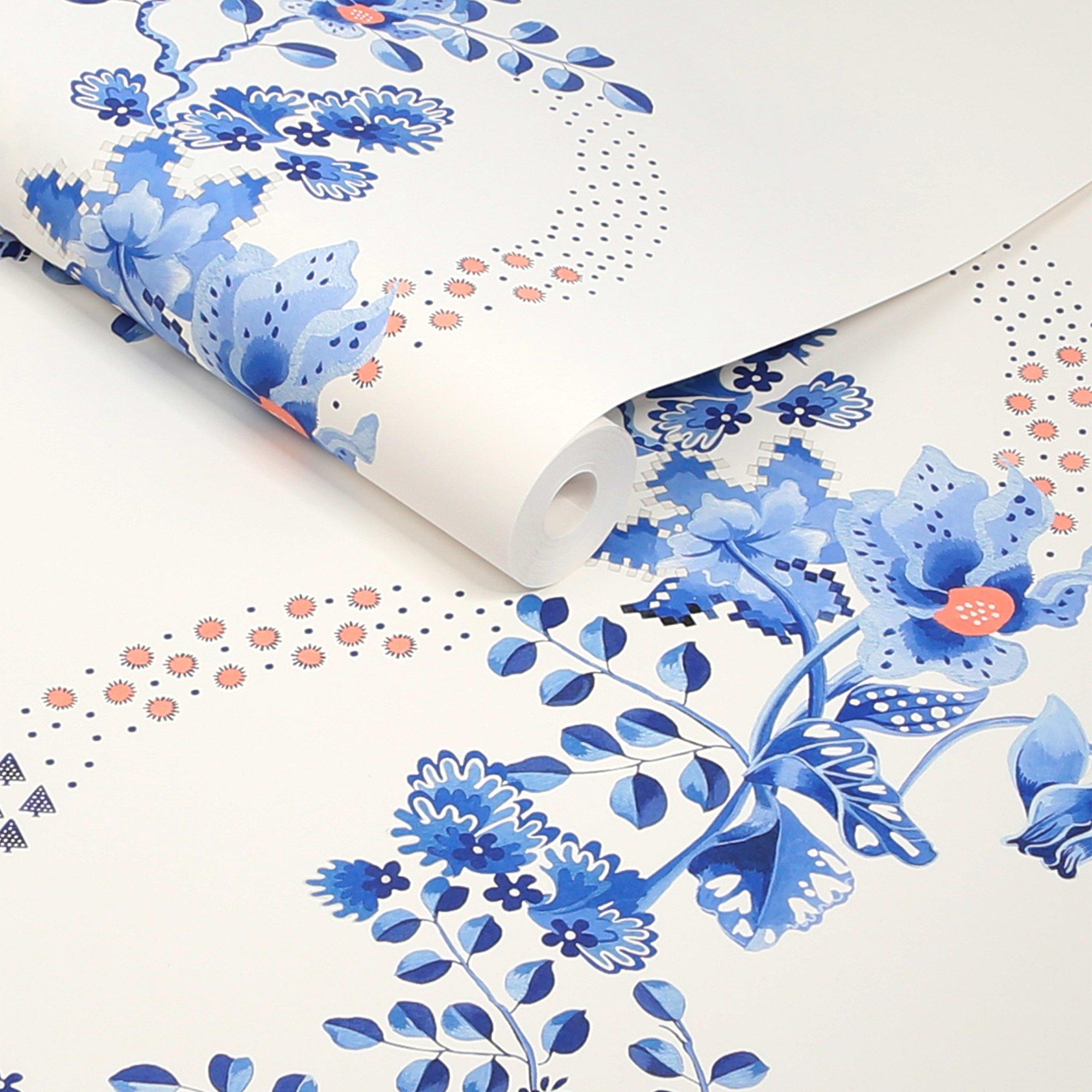 Blue - Cath Kidston - Cath Kidston Road Floral Blue & White Wallpaper - 3