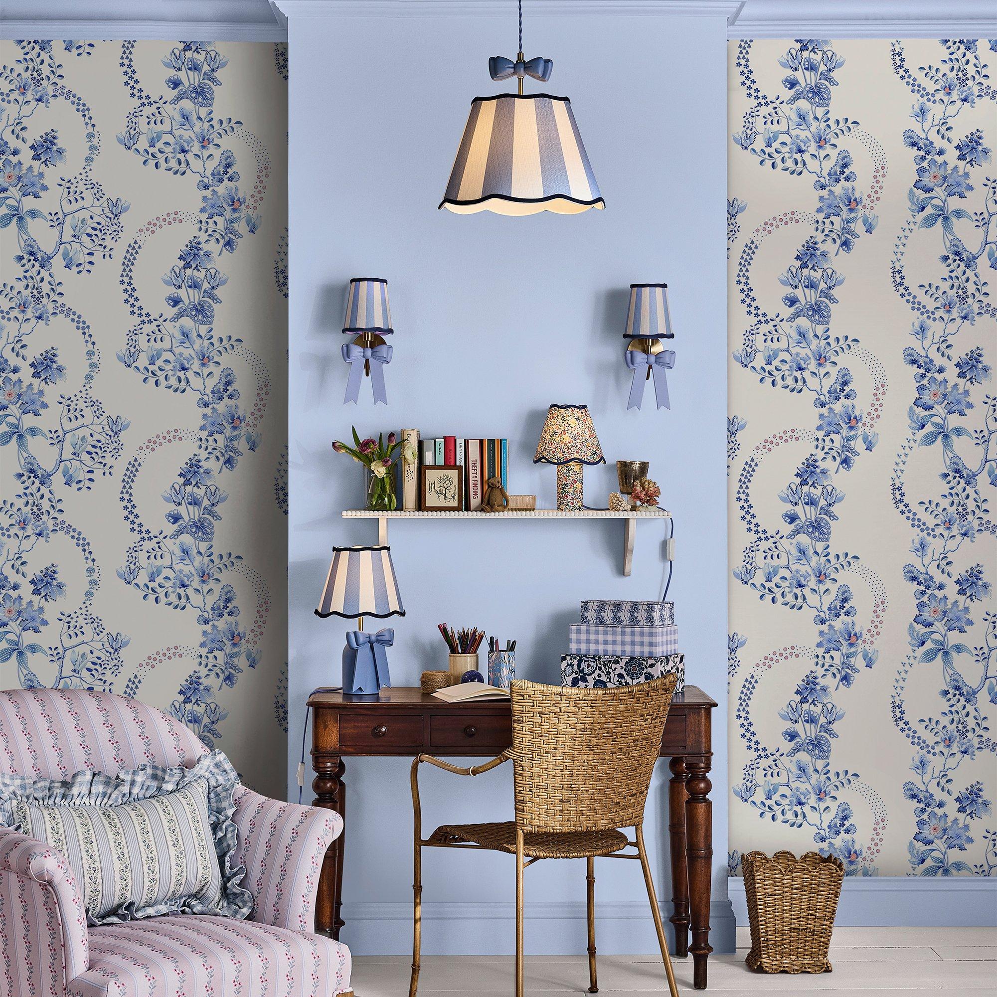 Blue - Cath Kidston - Cath Kidston Road Floral Blue & White Wallpaper - 5