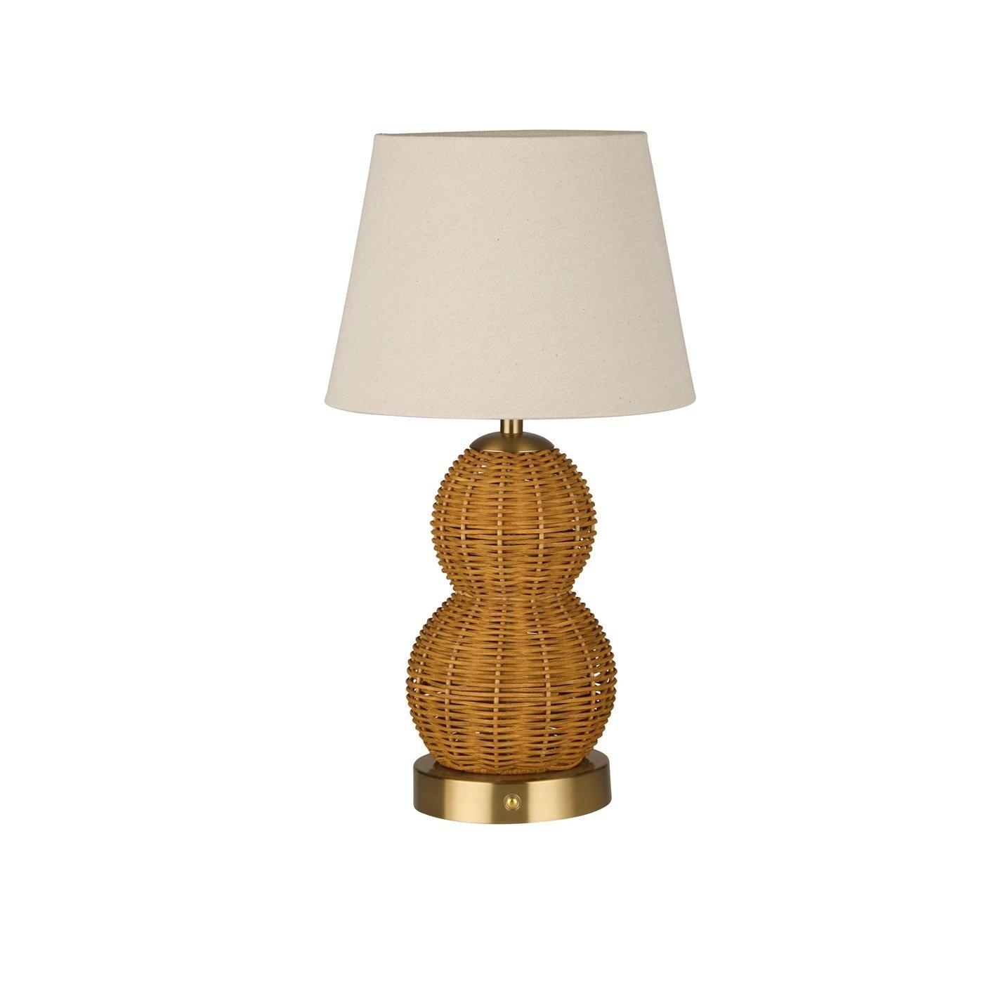 Antique Brass - Lighting Collection - Rechareable Ratten Table Lamp - 2