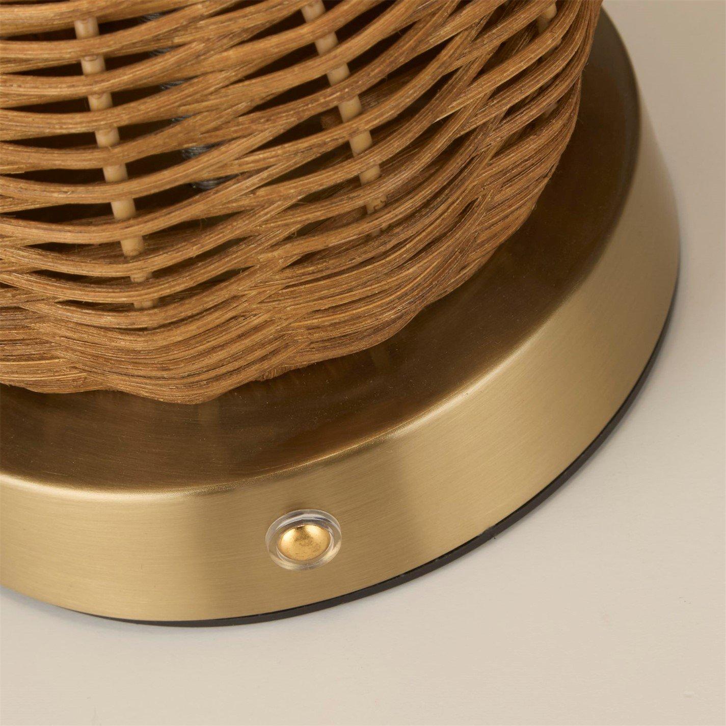 Antique Brass - Lighting Collection - Rechareable Ratten Table Lamp - 3