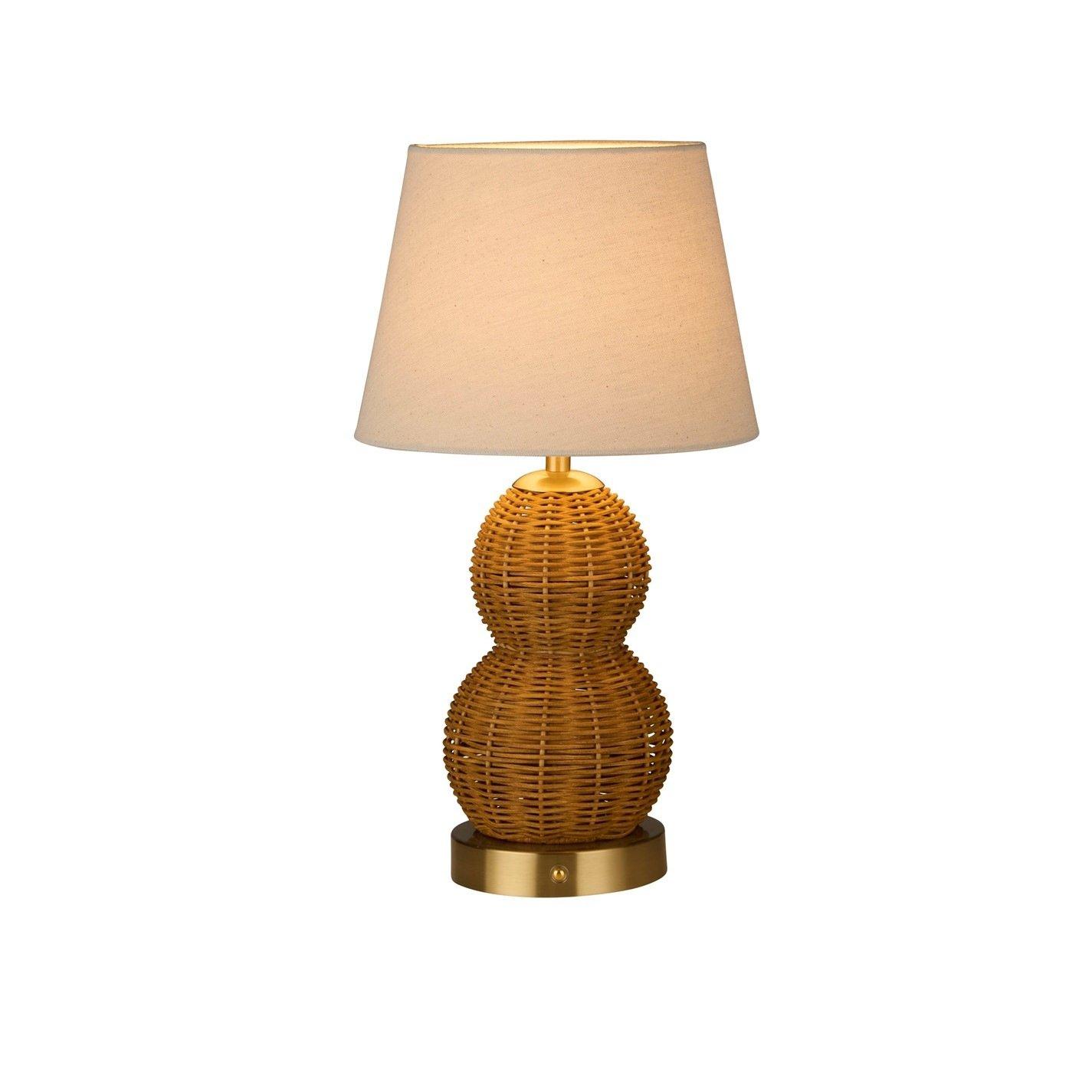 Antique Brass - Lighting Collection - Rechareable Ratten Table Lamp - 4