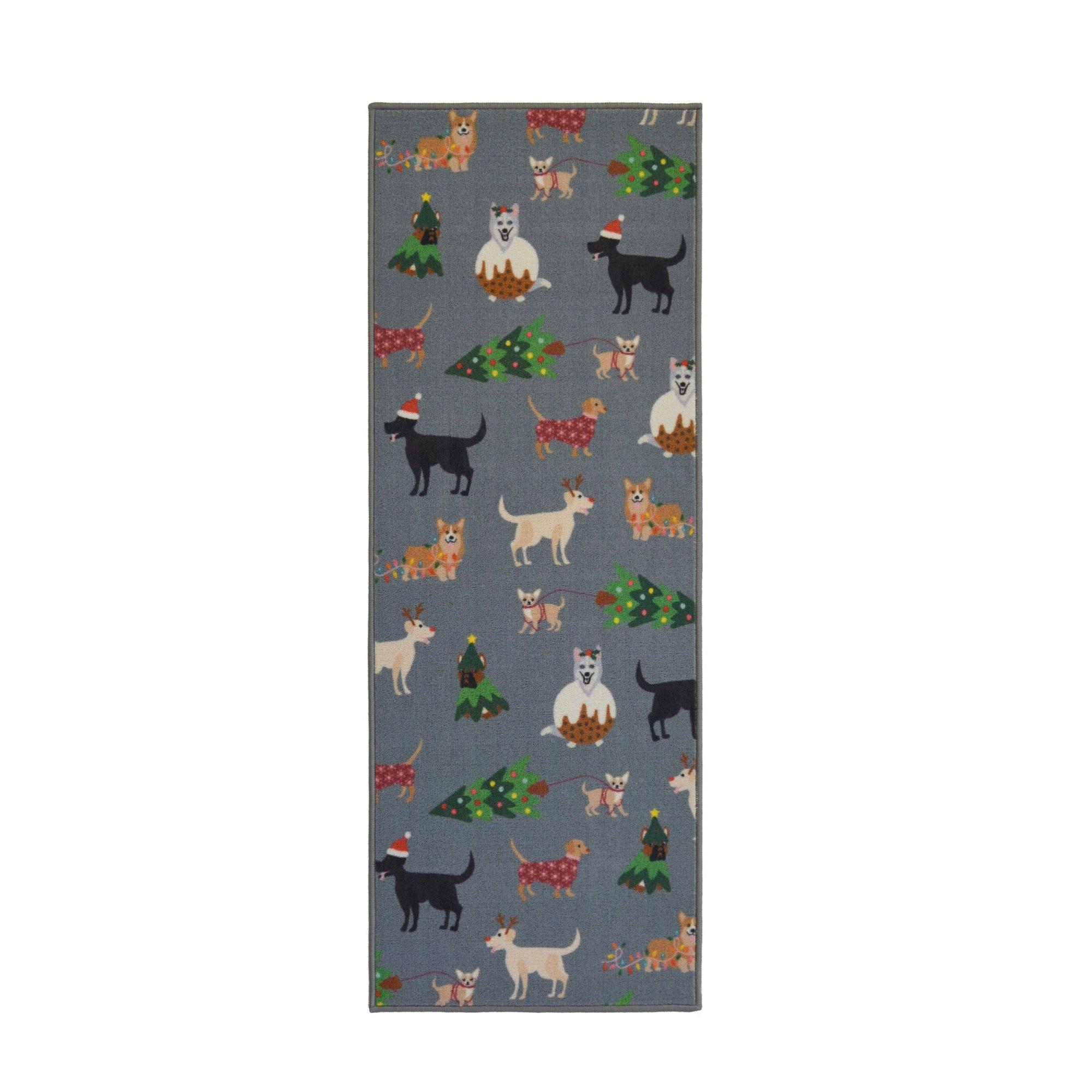 Grey - Homemaker - Festive Dogs Runner Grey - 2