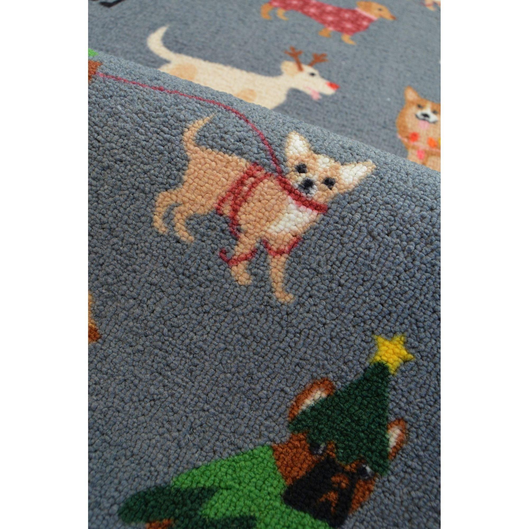 Grey - Homemaker - Festive Dogs Runner Grey - 3