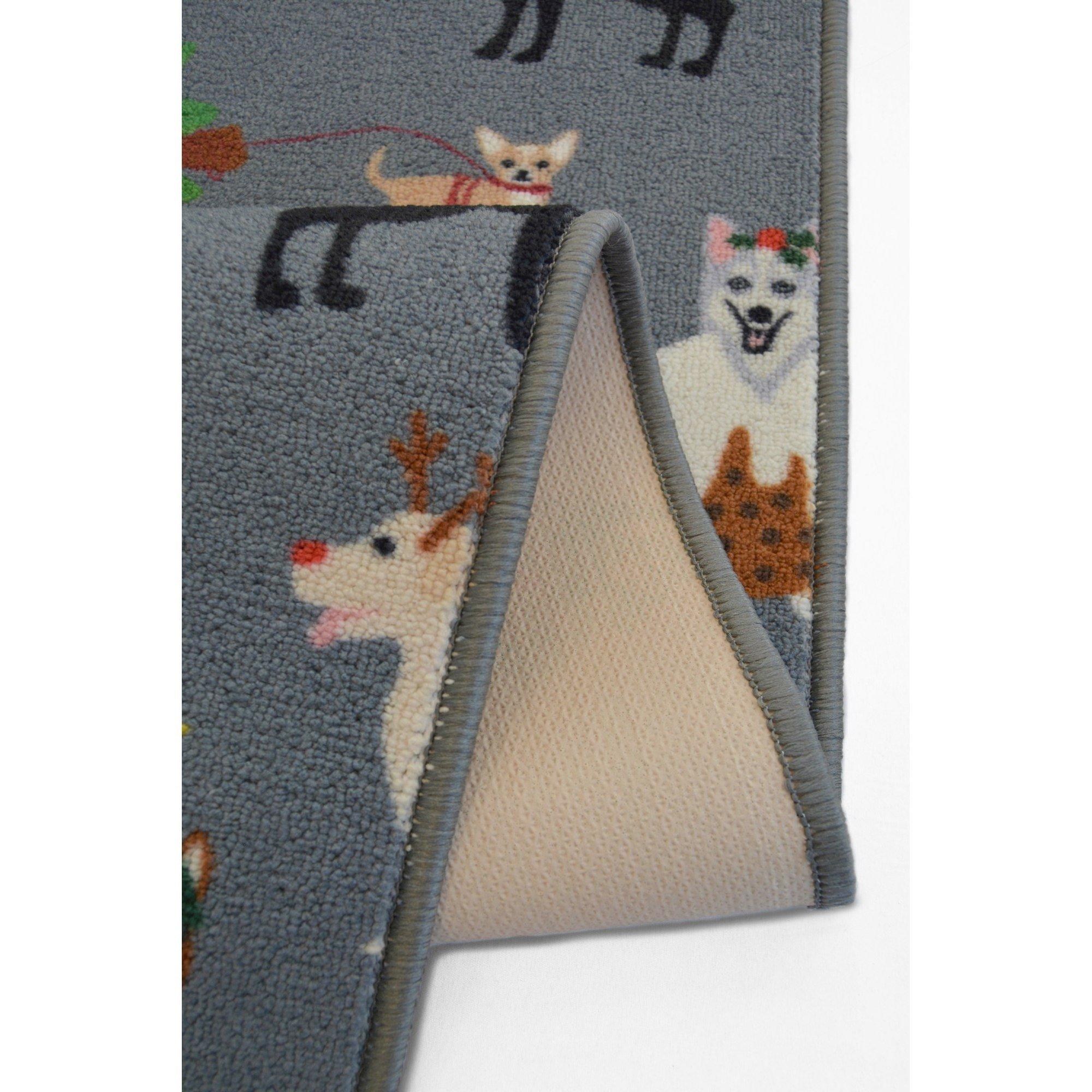 Grey - Homemaker - Festive Dogs Runner Grey - 4