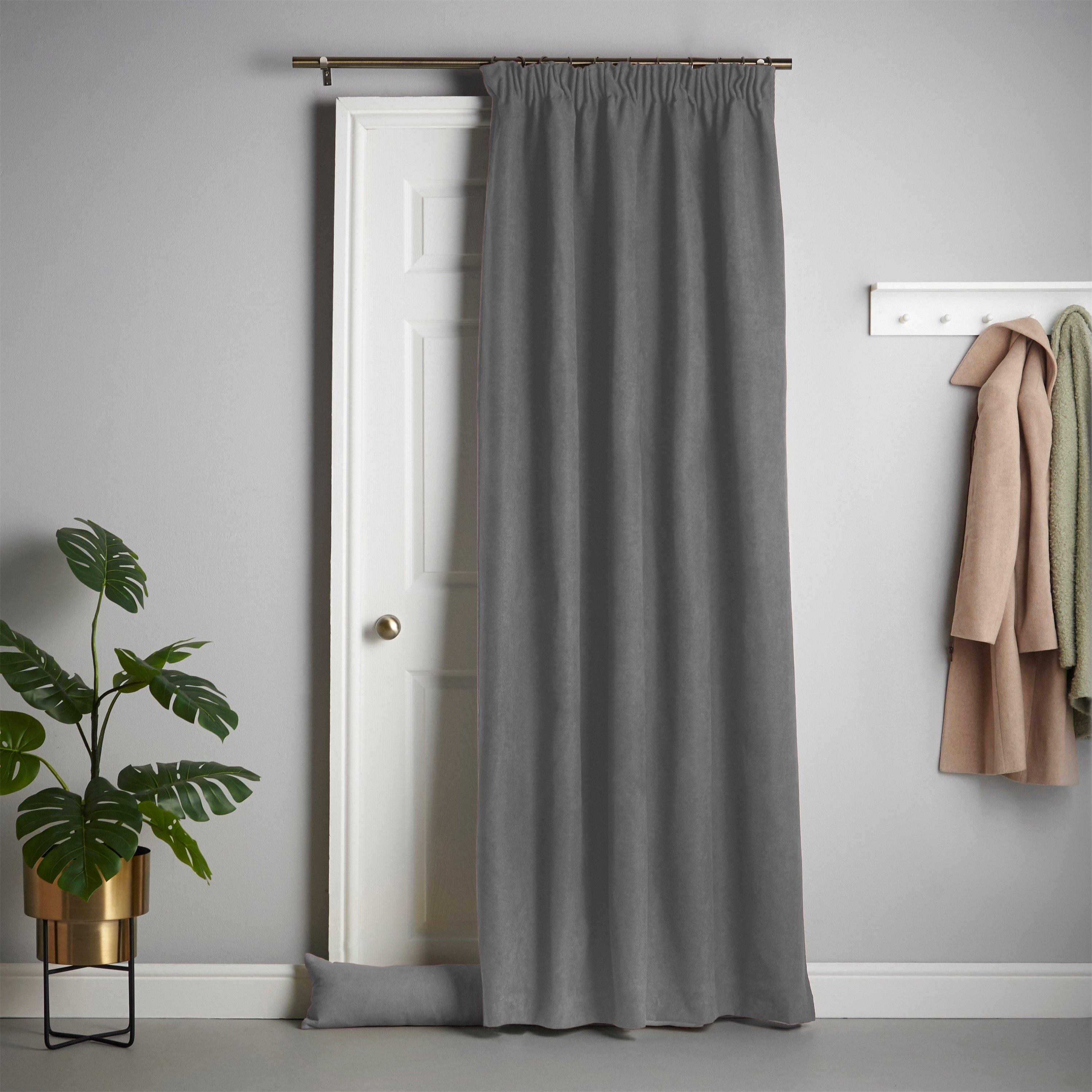 Velvet Chenille Pencil Pleat Thermal Door Curtain