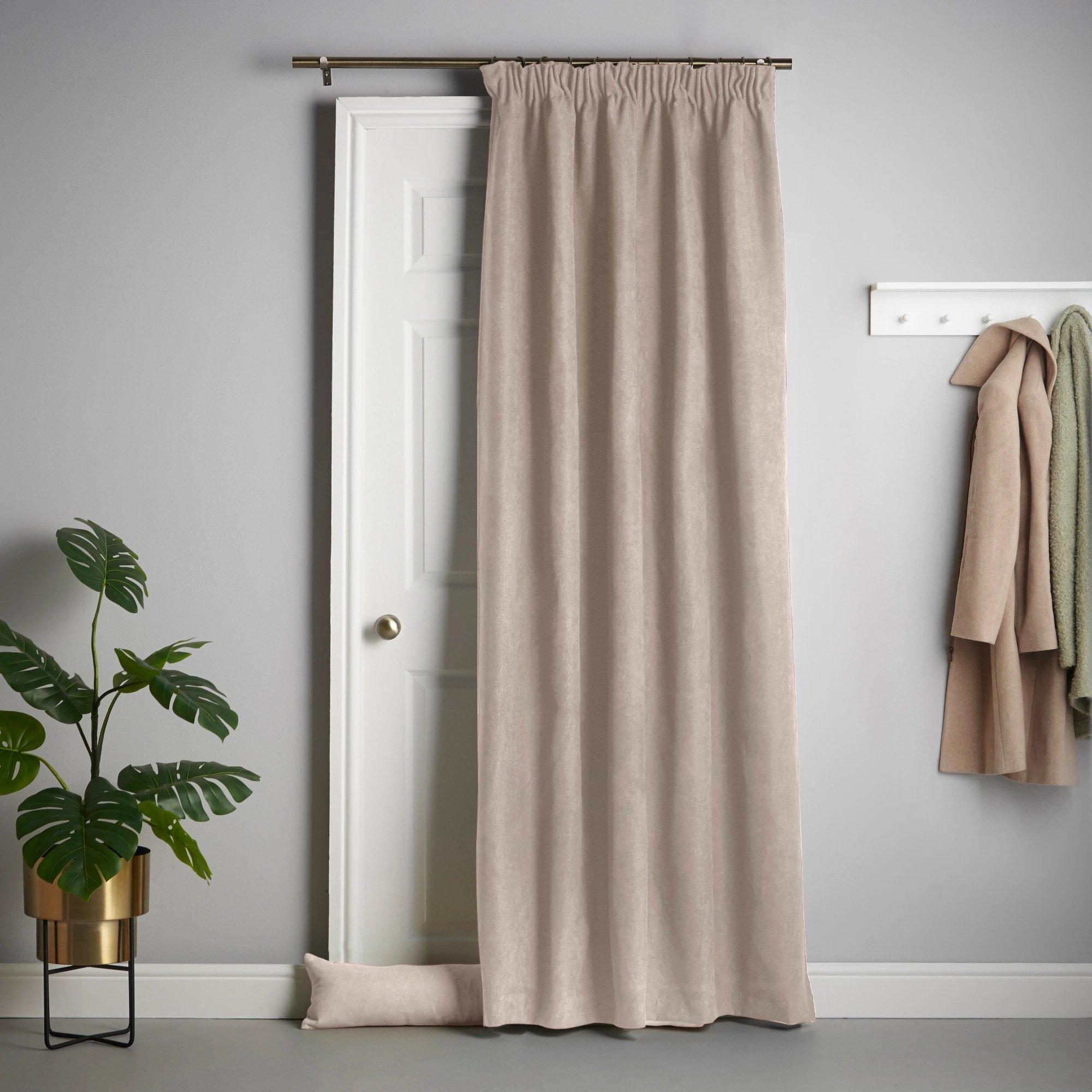 Velvet Chenille Pencil Pleat Thermal Door Curtain