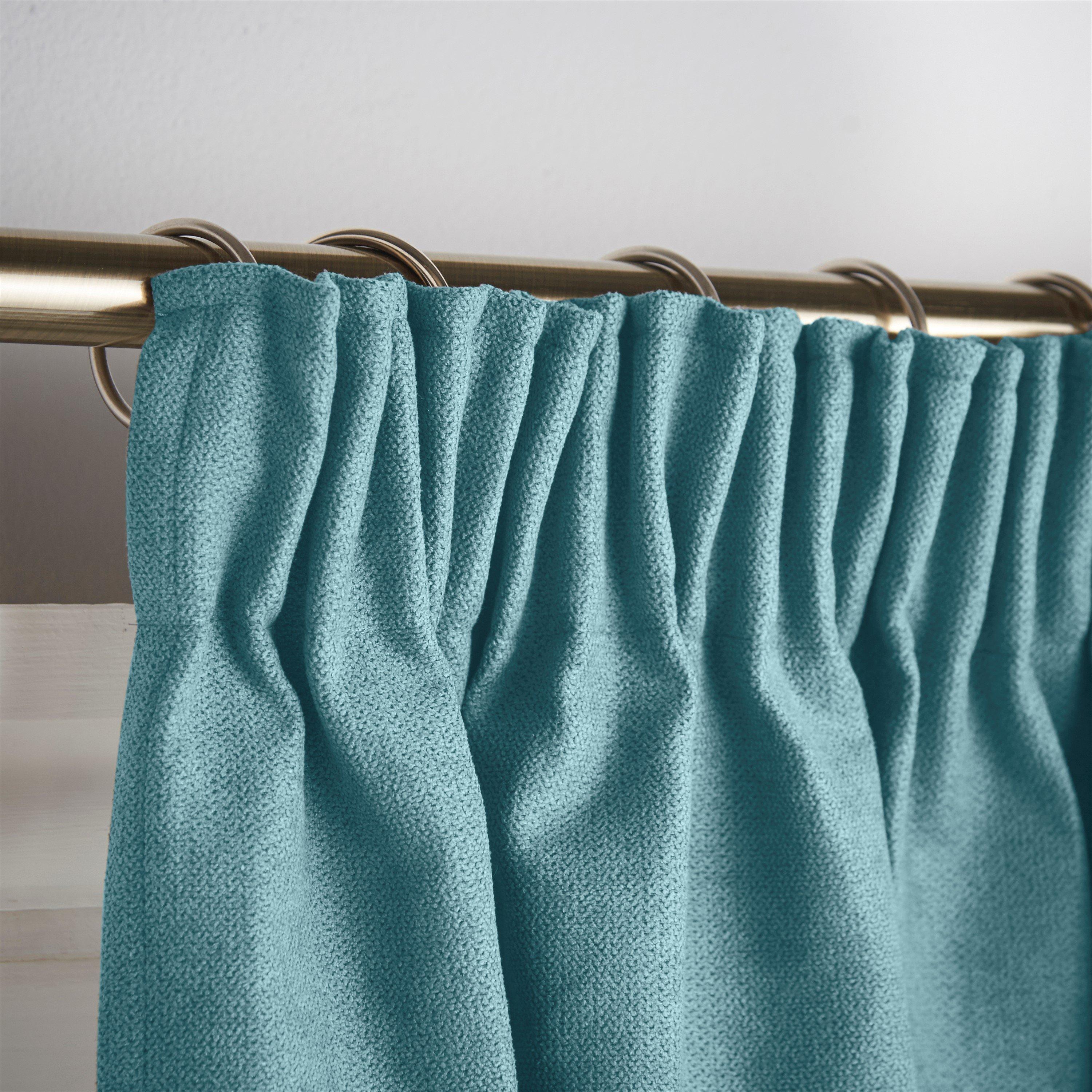 Teal - Alan Symonds - Velvet Chenille Pencil Pleat Thermal Door Curtain - 2