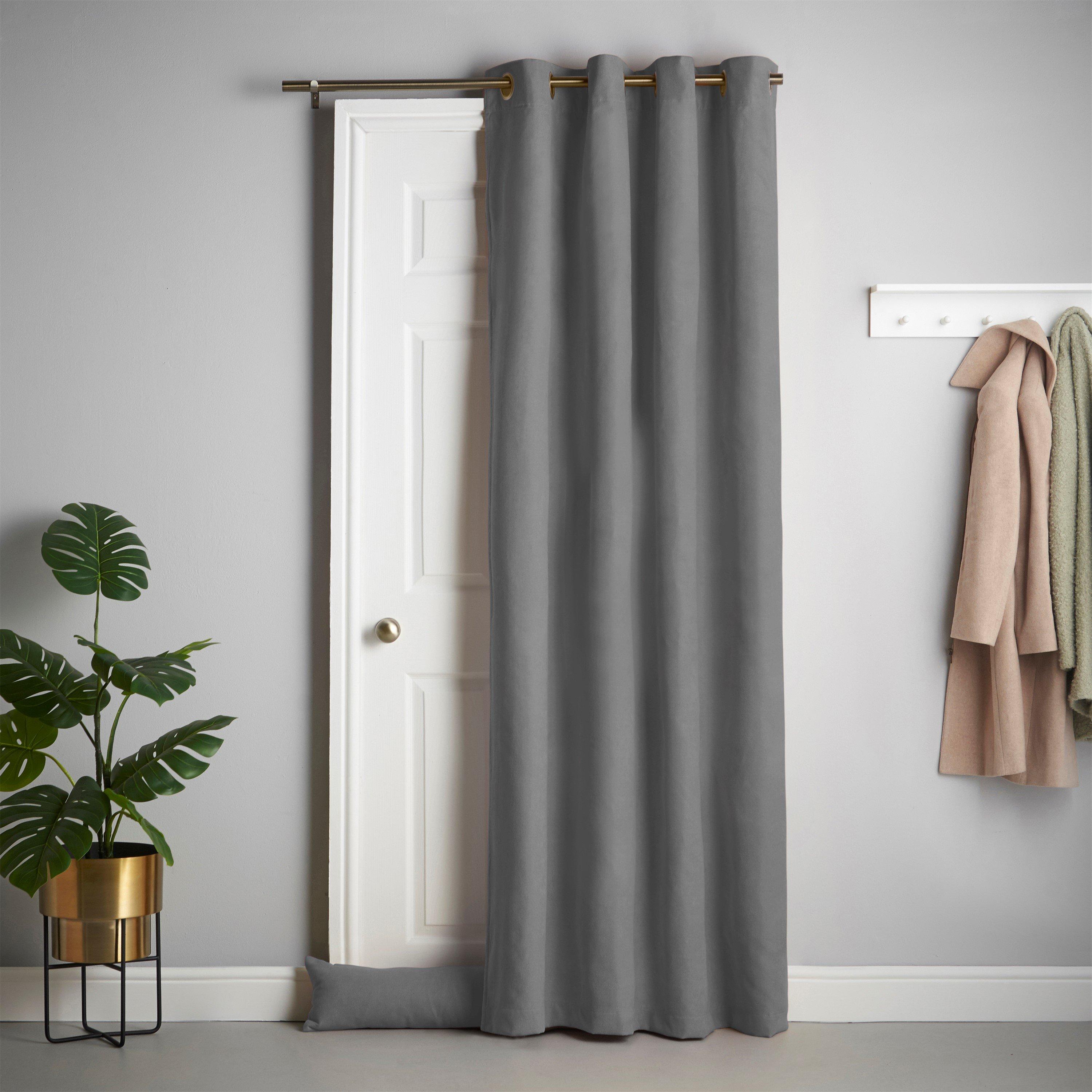 Velvet Chenille Ring Top Thermal Door Curtain