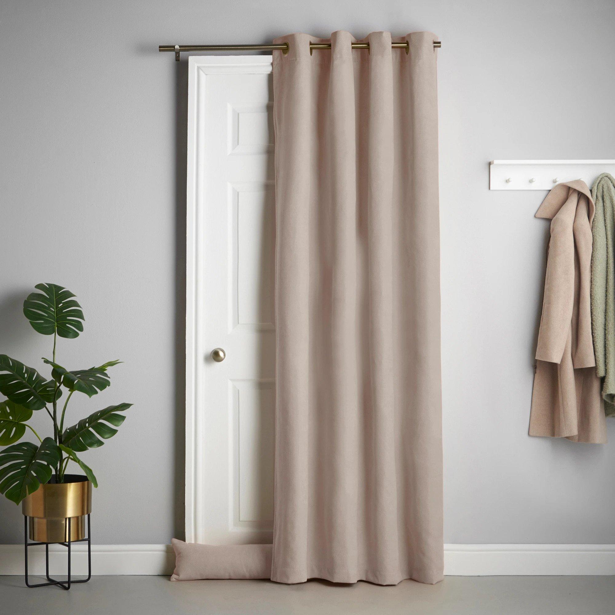 Velvet Chenille Ring Top Thermal Door Curtain