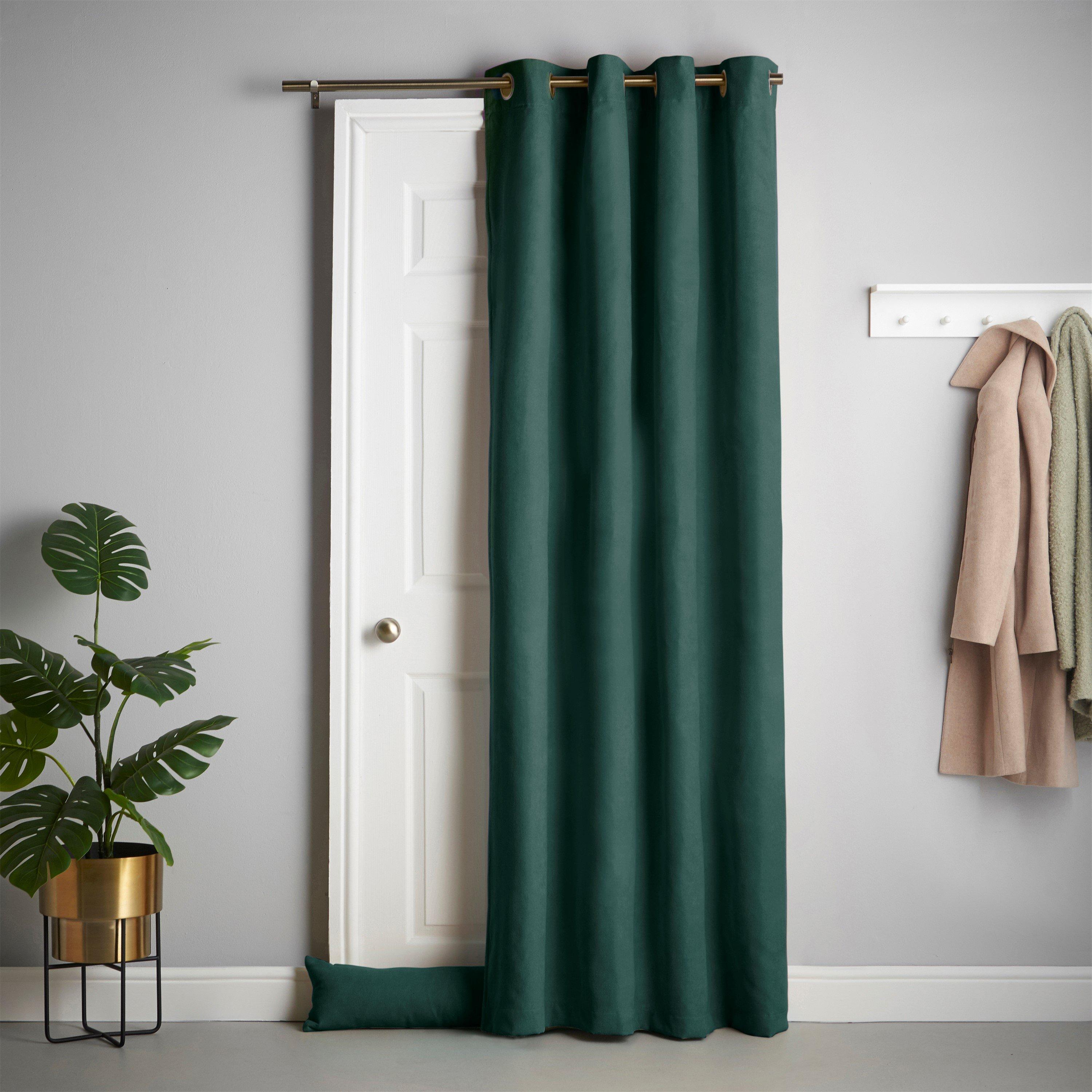 Velvet Chenille Ring Top Thermal Door Curtain