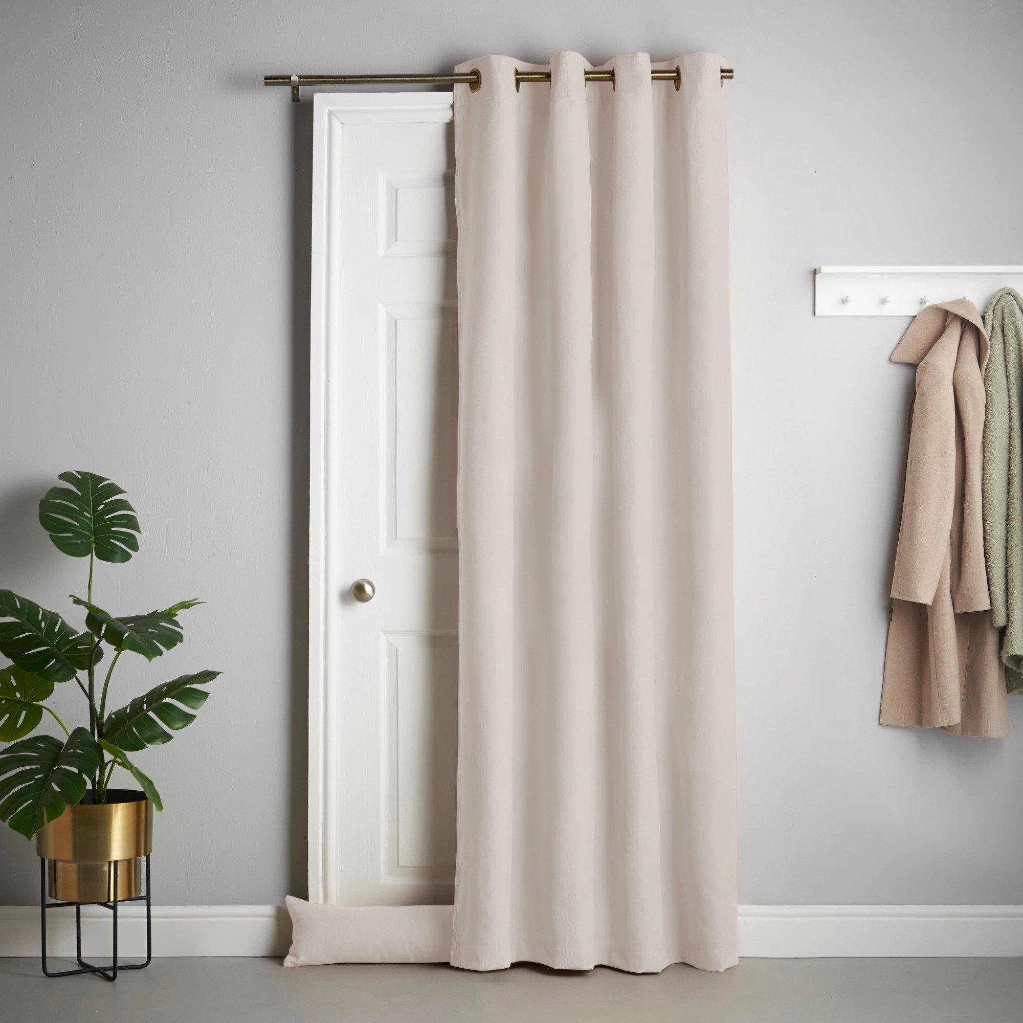 Velvet Chenille Ring Top Thermal Door Curtain