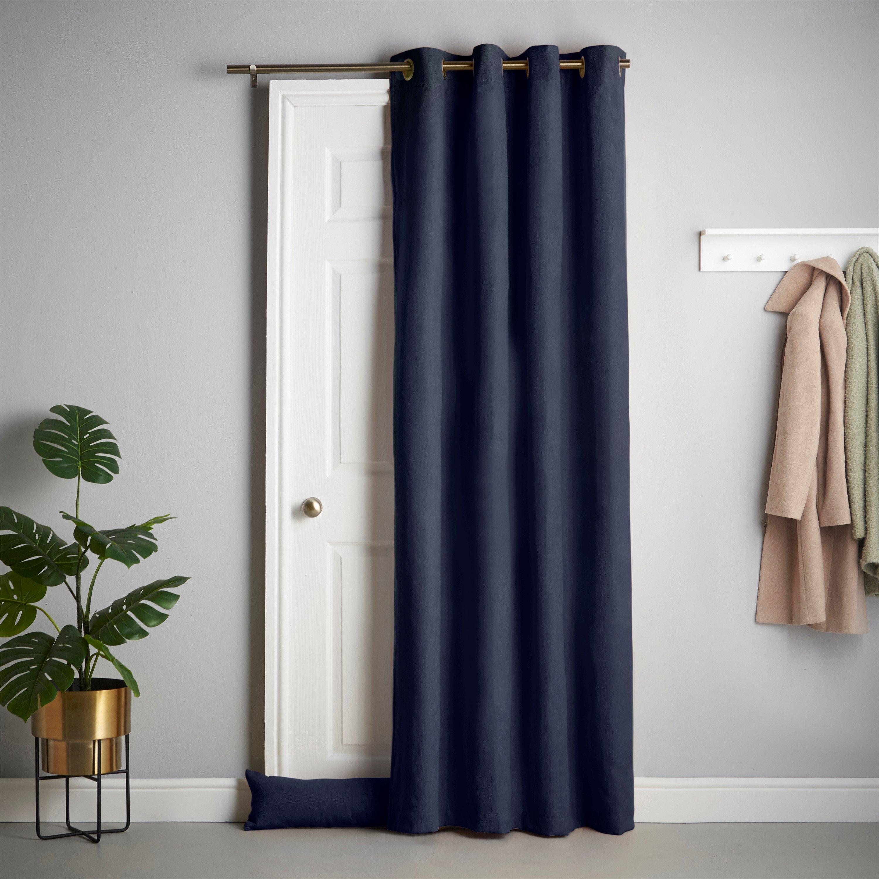 Velvet Chenille Ring Top Thermal Door Curtain