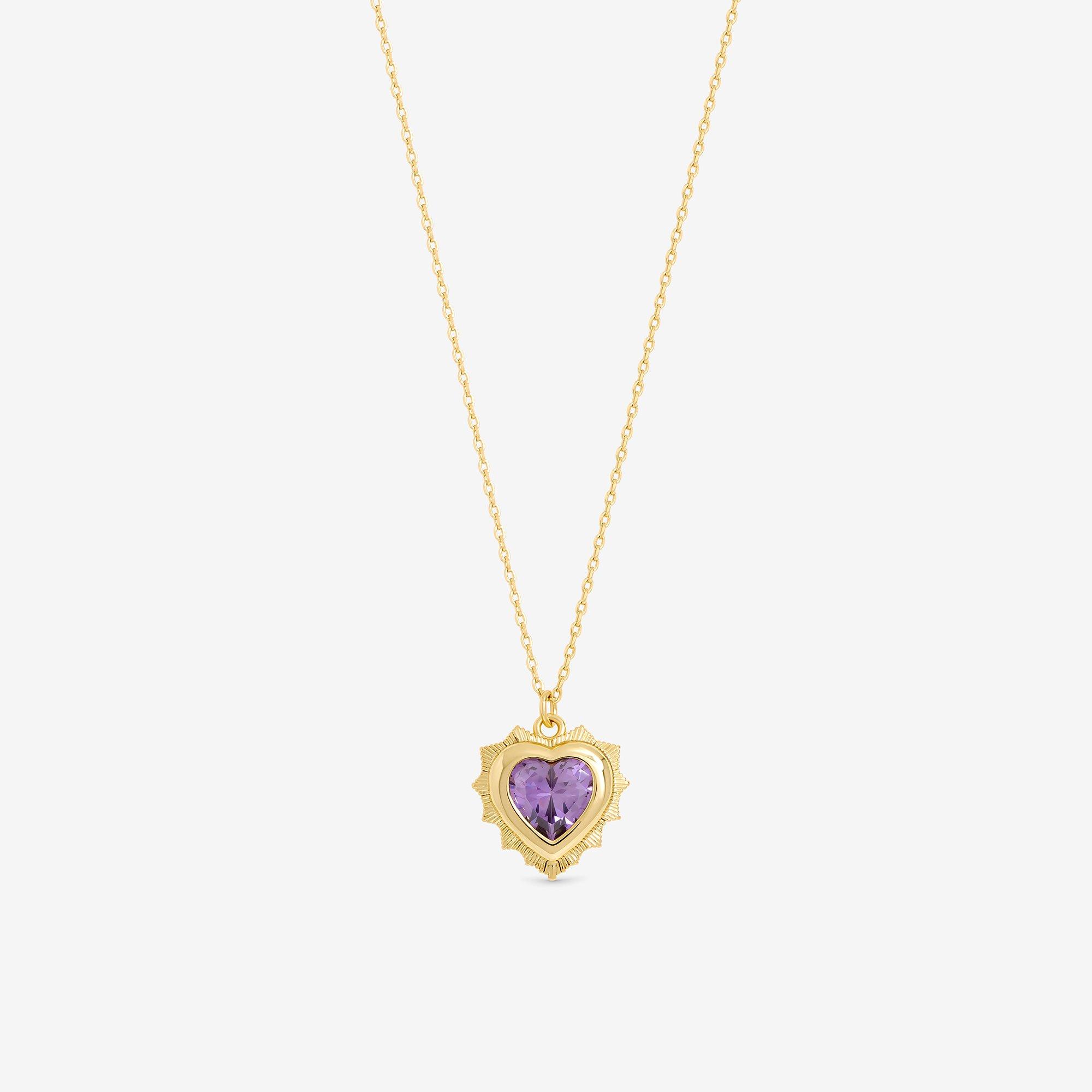 Gold - Jon Richard - Gold Plated Heart Birthstone Pendant - February - 2