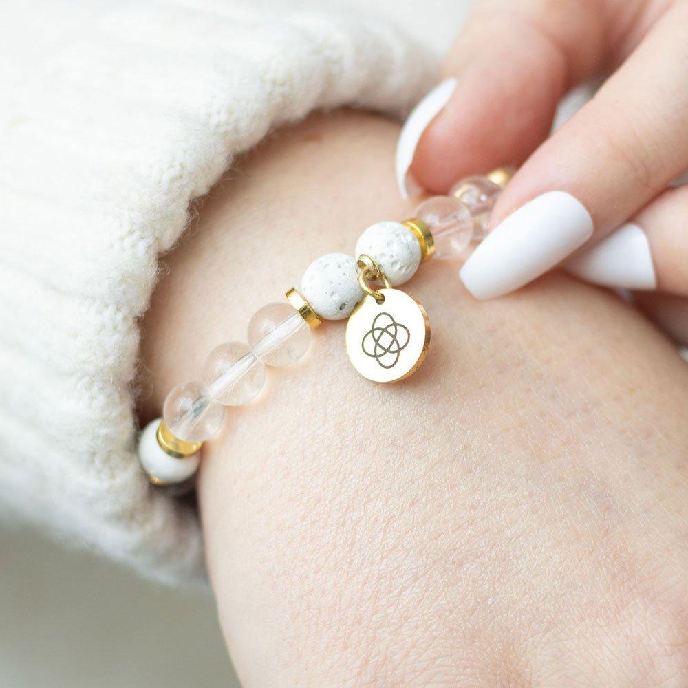 White - Something Different - Friendship Clear Quartz Essential Oil Bracelet - 2