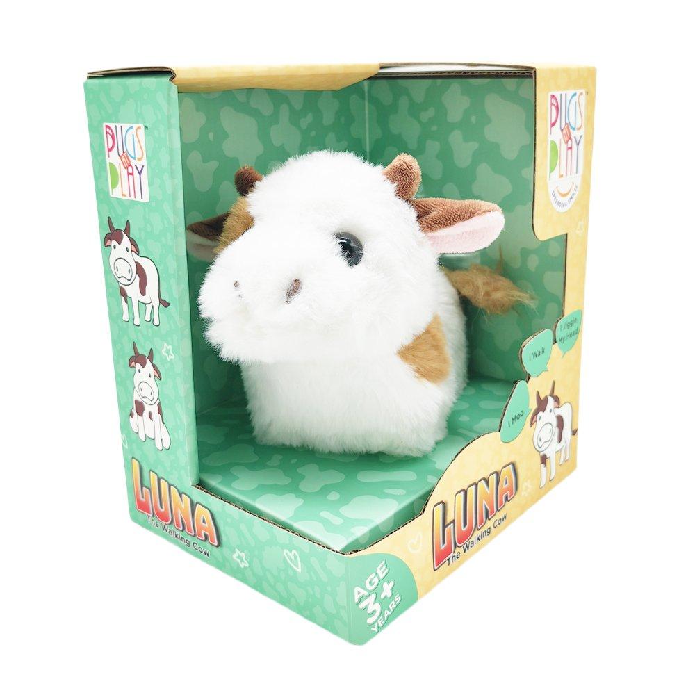 Multi - Pugs at Play - Luna Interactive Walking Cow Plush Toy - 6
