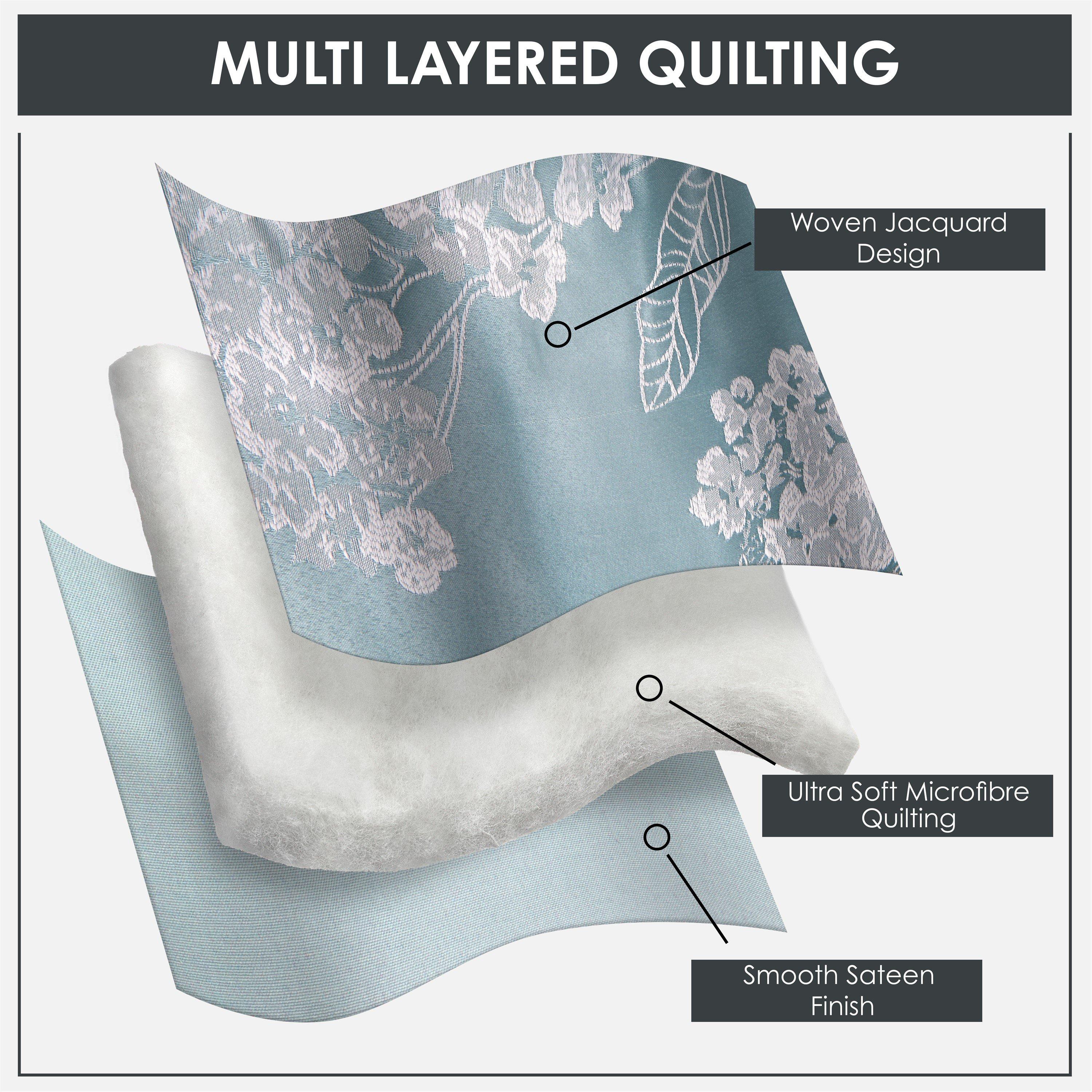 Duck Egg Blue - Emma Barclay - Bedspread Set Quilted Jacquard Blossom - 3