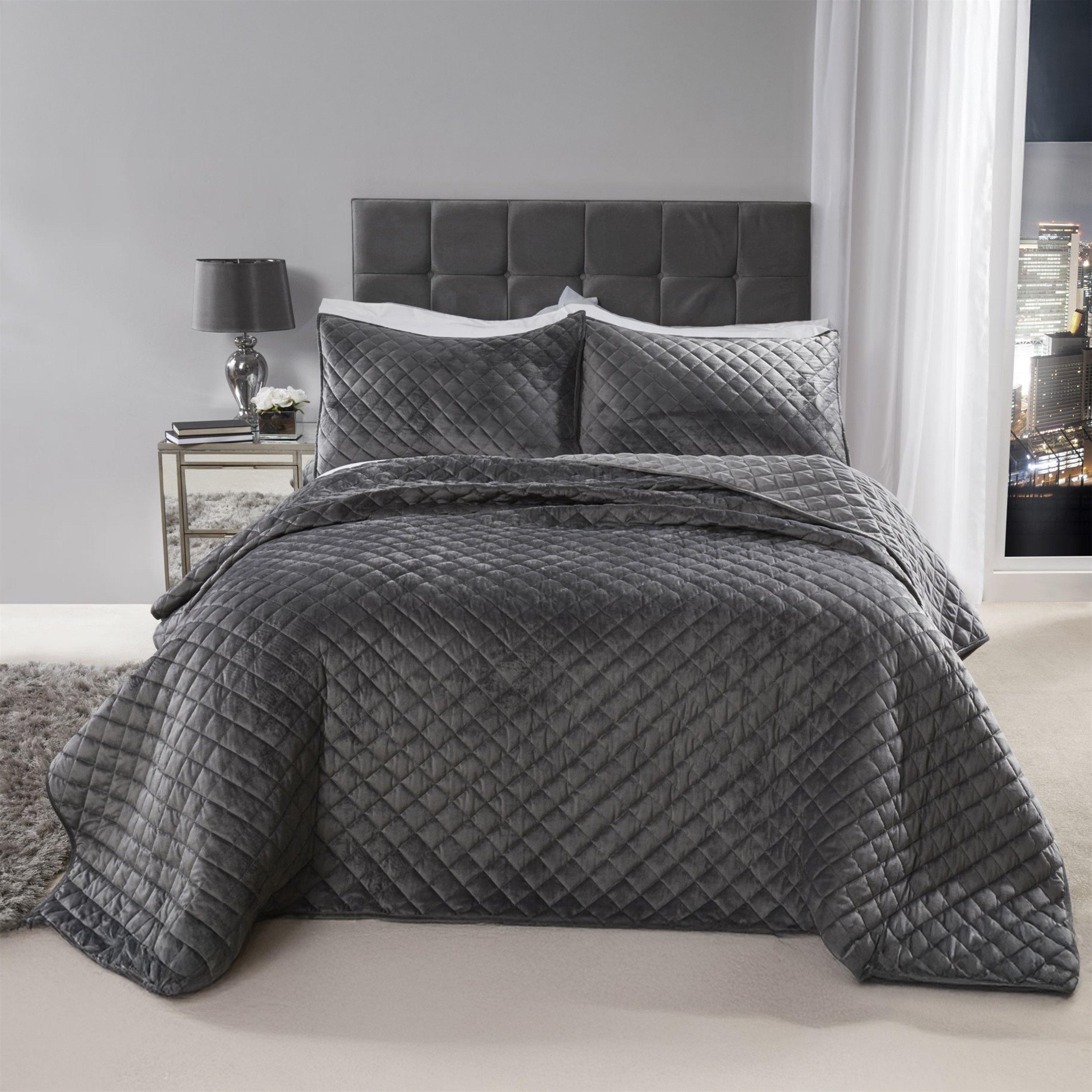Silver - Emma Barclay - Bedspread Set Velvet Quilted Regent - 1
