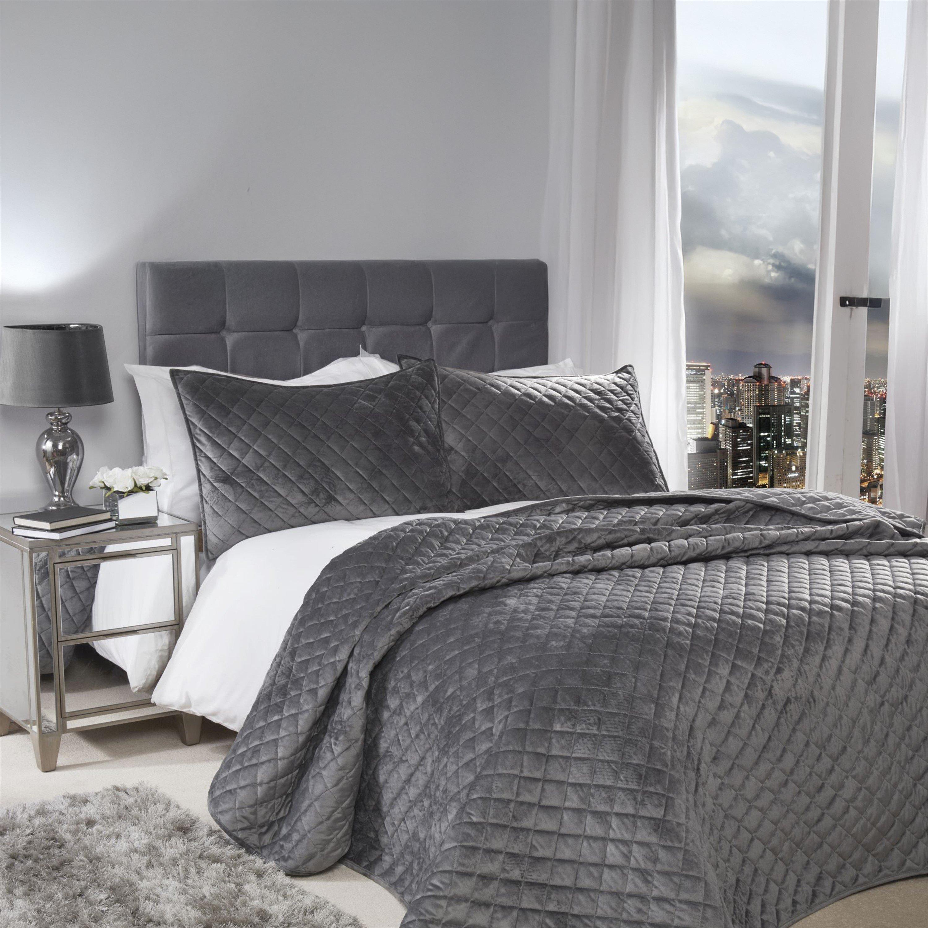 Silver - Emma Barclay - Bedspread Set Velvet Quilted Regent - 2