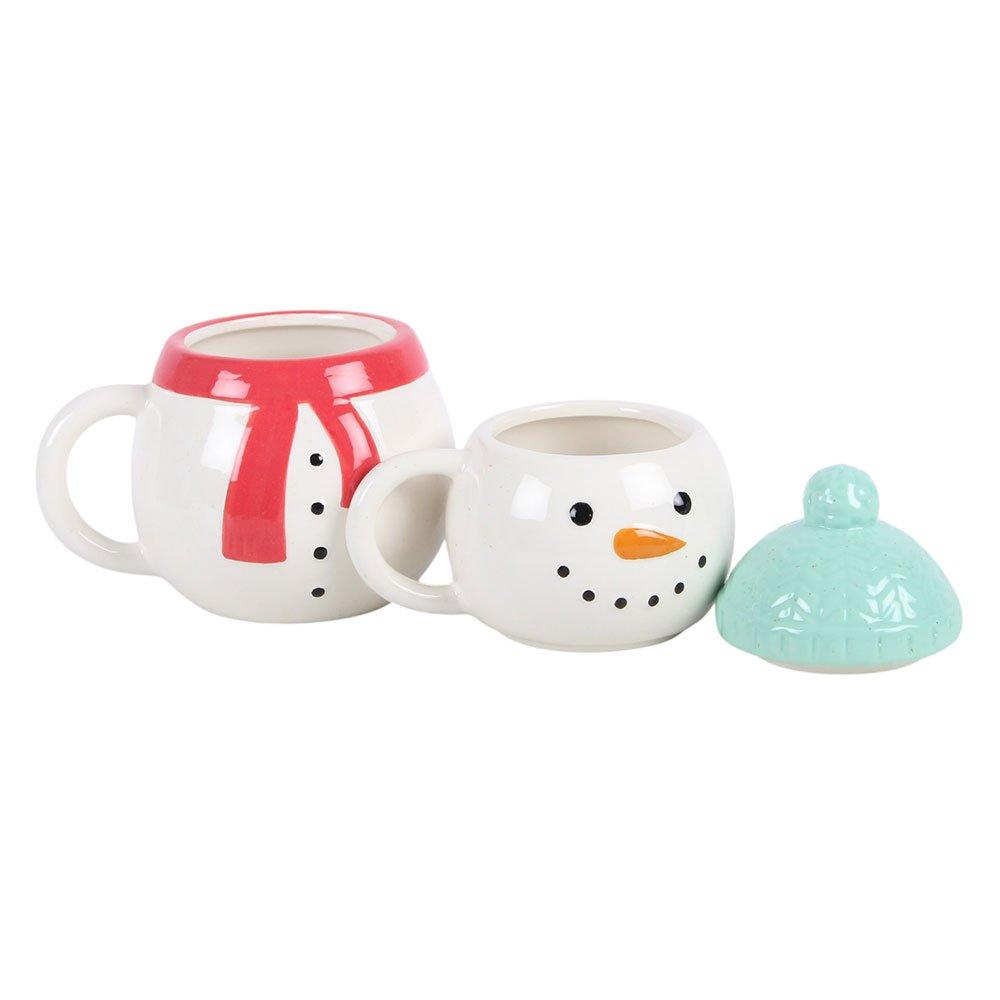 White - Something Different - Set of 2 Winter Snowman Stacking Mugs - 3