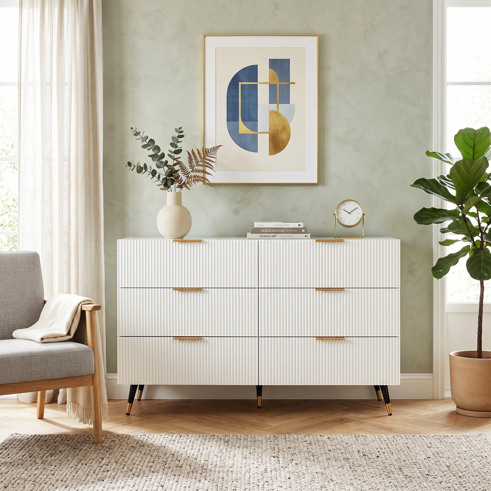 Urban Meuble  Modern Chest With Gold Accents - White