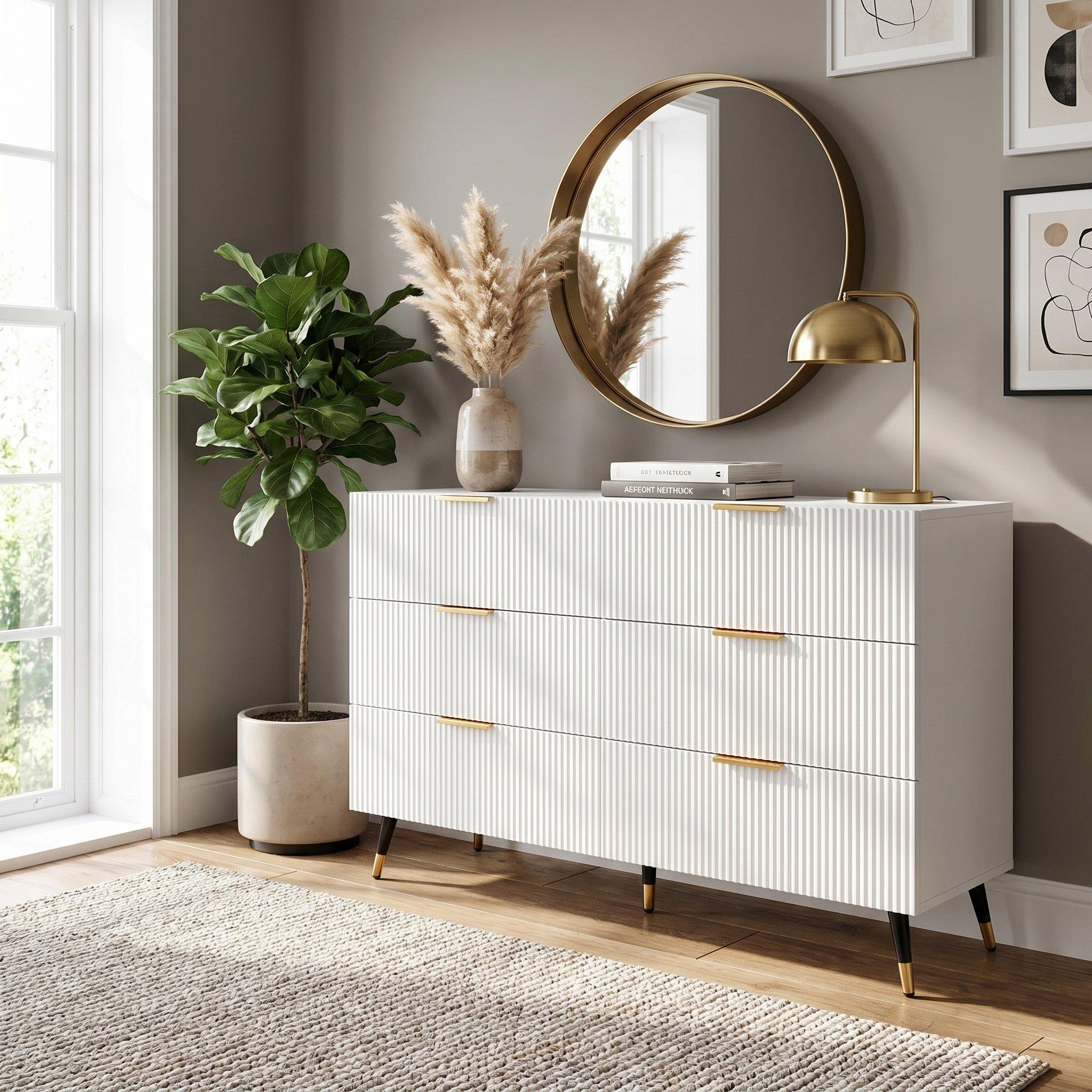 White - Urban Meuble - Modern Chest with Gold Accents - 3