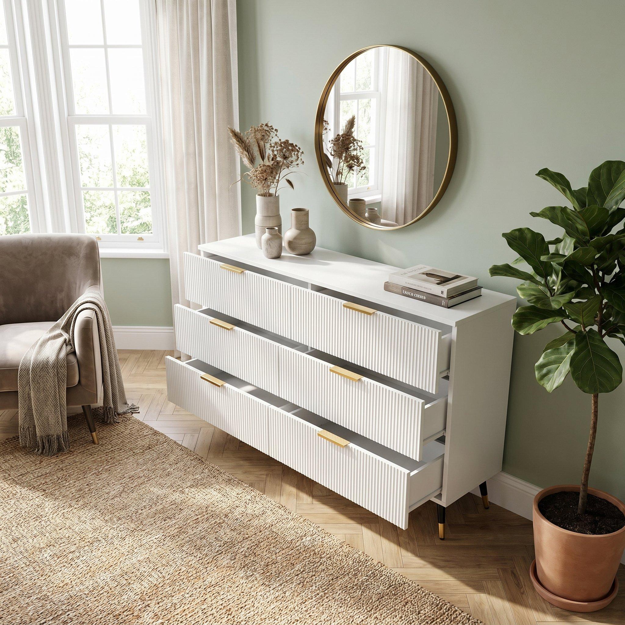 White - Urban Meuble - Modern Chest with Gold Accents - 4