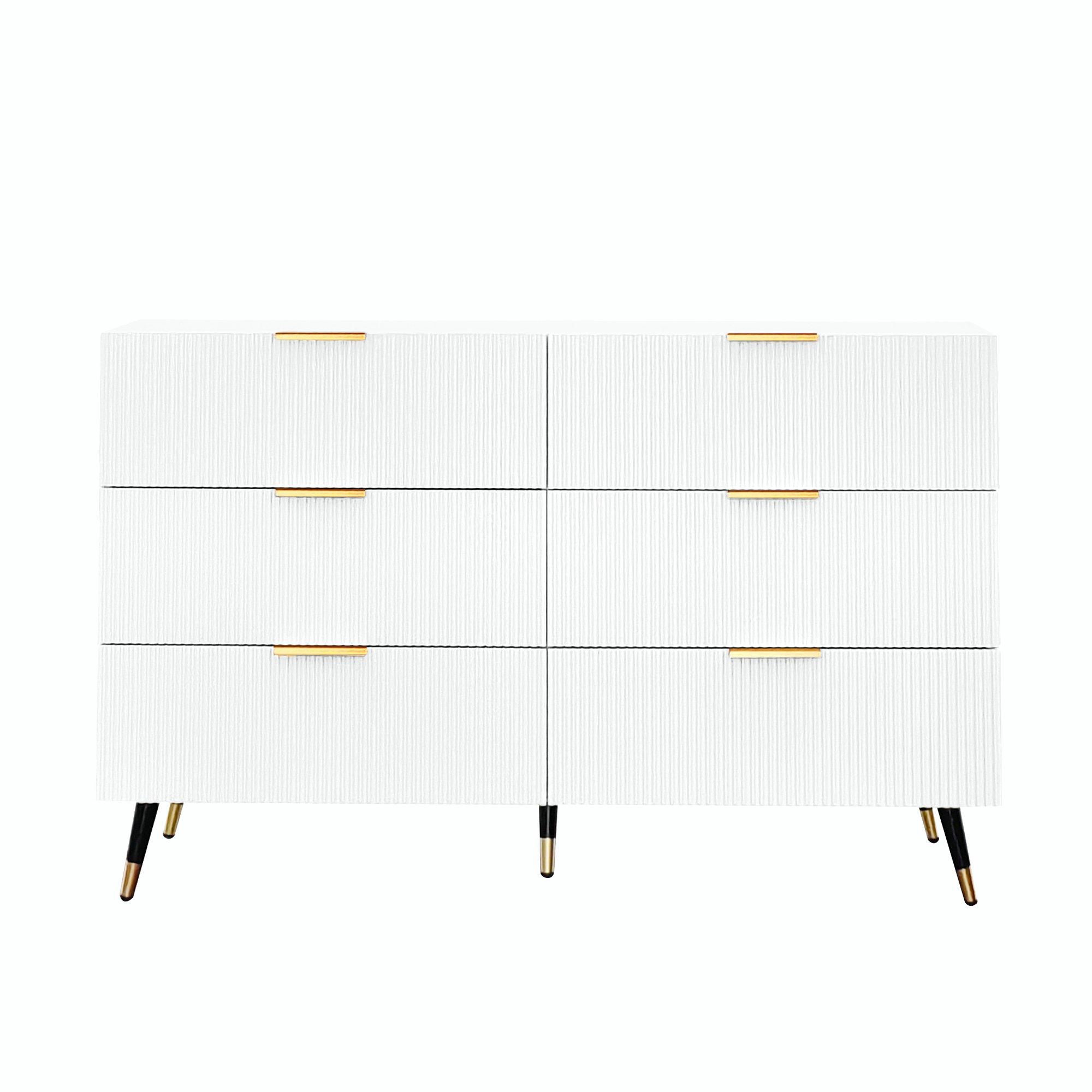White - Urban Meuble - Modern Chest with Gold Accents - 5