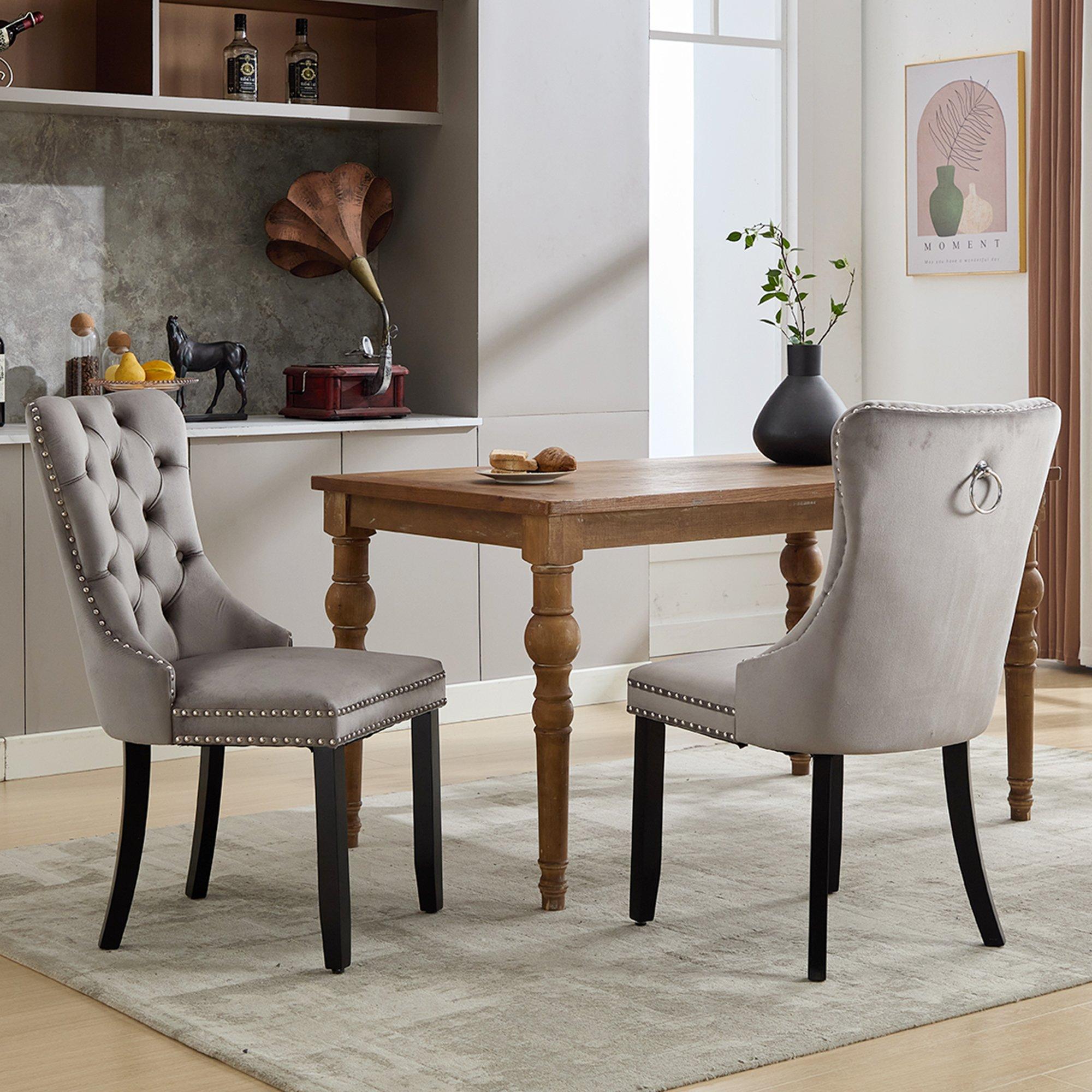 Grey - Urban Meuble - Modern Set of 2 Upholstered Velvet Dining Chairs - 2