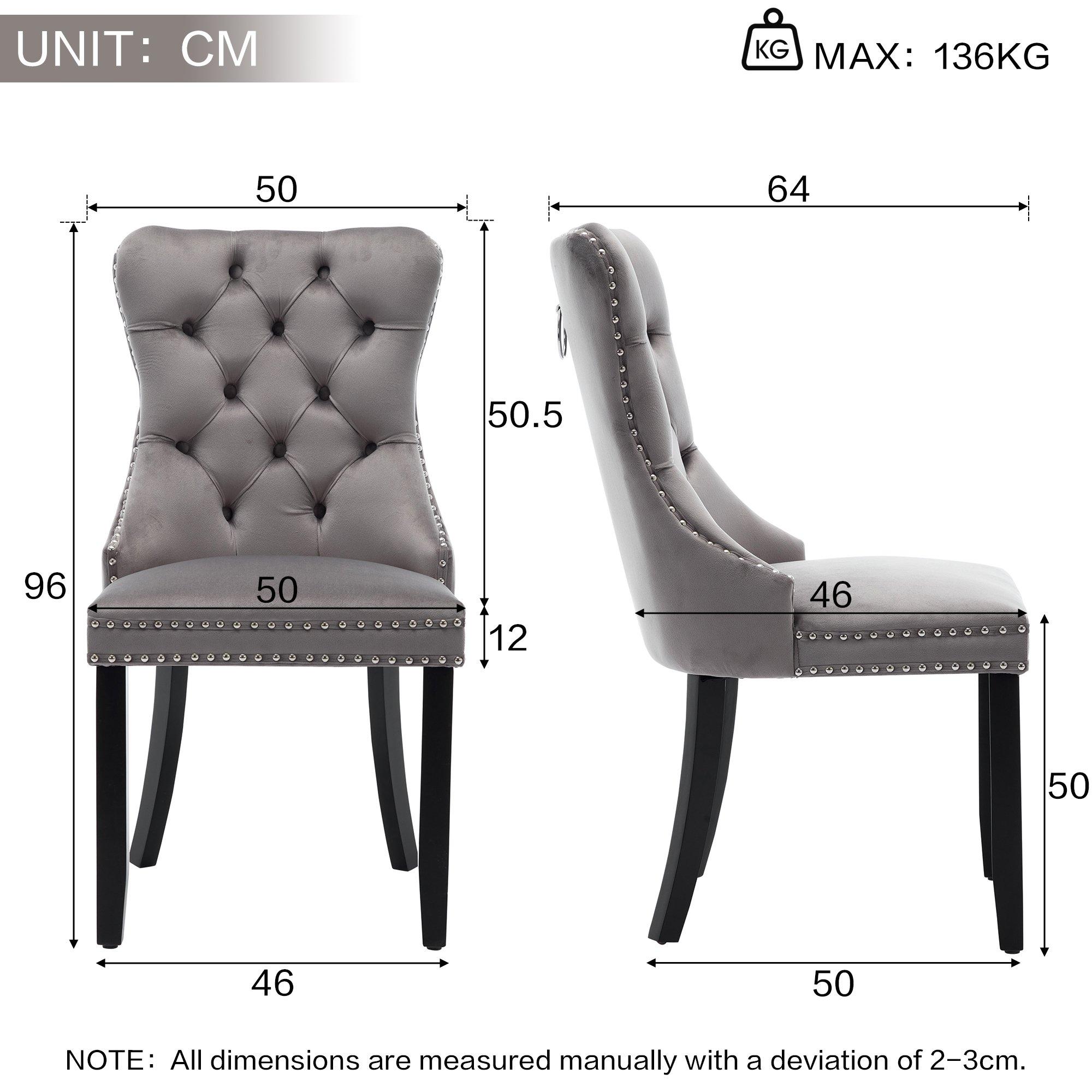 Grey - Urban Meuble - Modern Set of 2 Upholstered Velvet Dining Chairs - 3