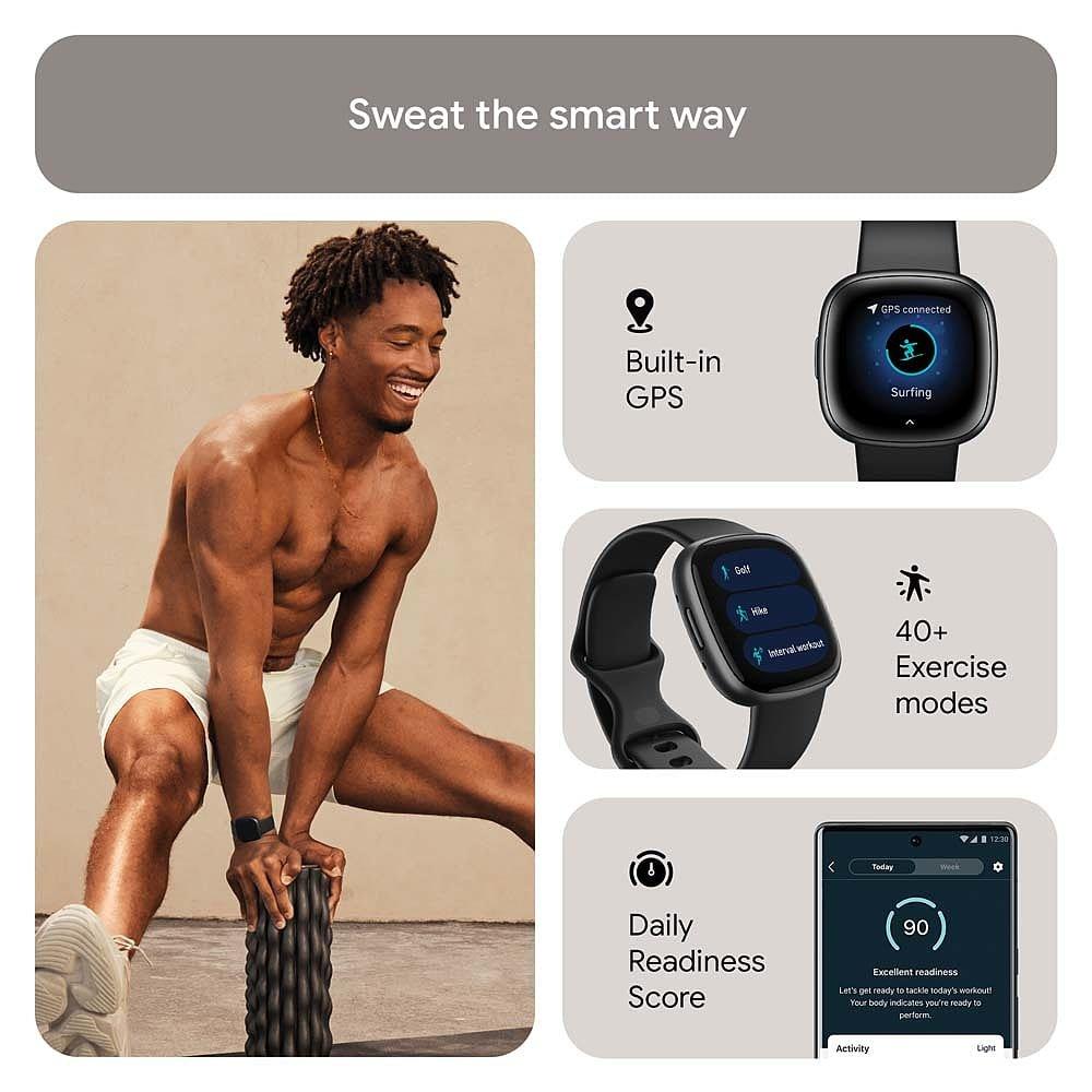 Elektronik - Fitbit - Versa 4 Smartwatch Black & Graphite - 4