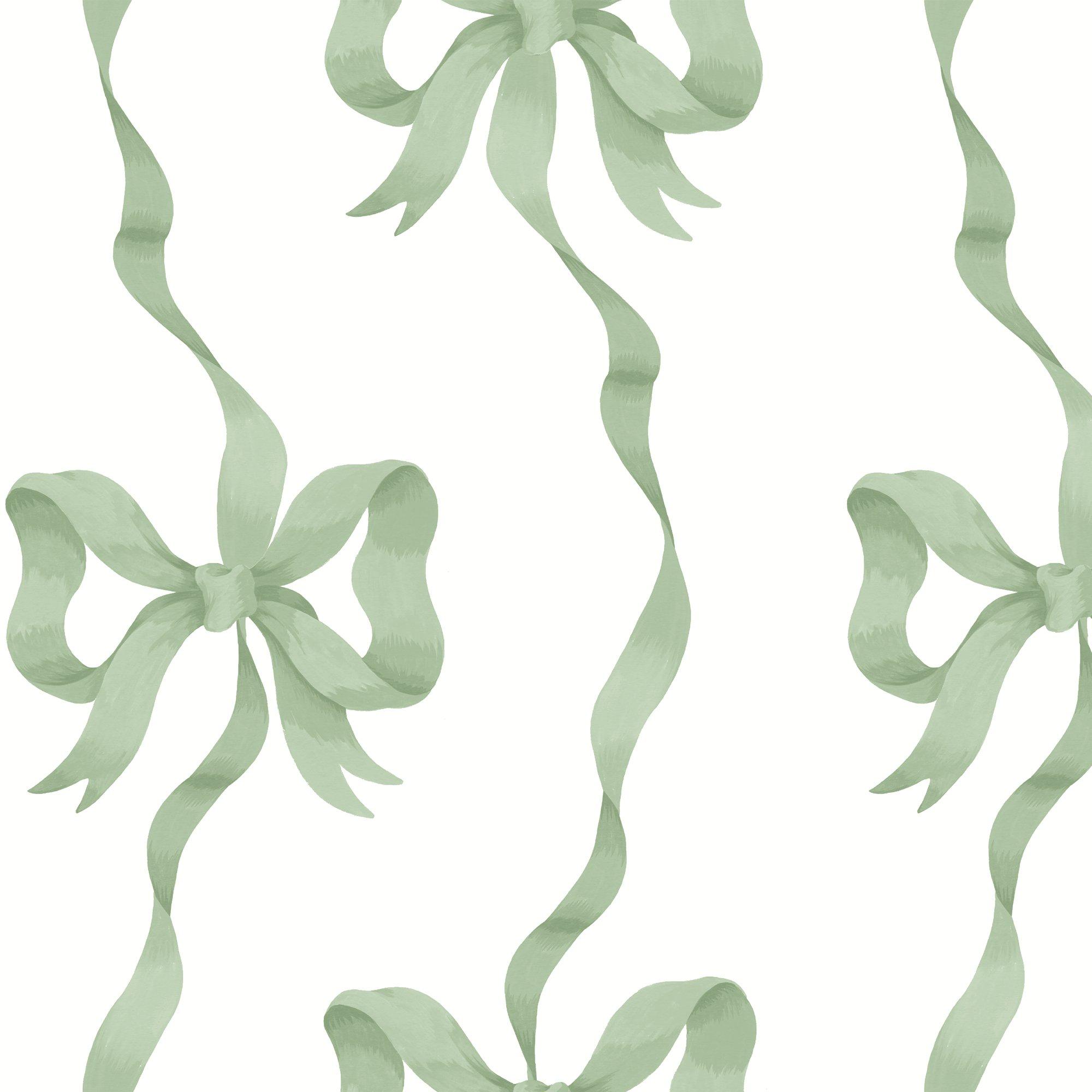 Sage - Cath Kidston - Cath Kidston Ribbon Bow Sage Wallpaper - 1