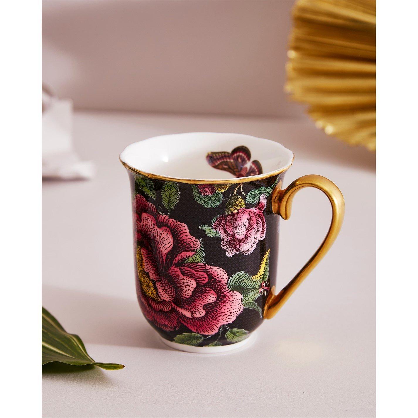 Multi - Spode Creatures of Curiosity - Creatures of Curiosity Black Floral Mug - 1