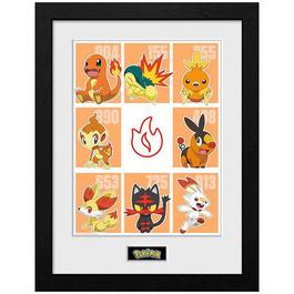 Pokemon GAME Pokémon Framed Print First Partners Fire (30x40)