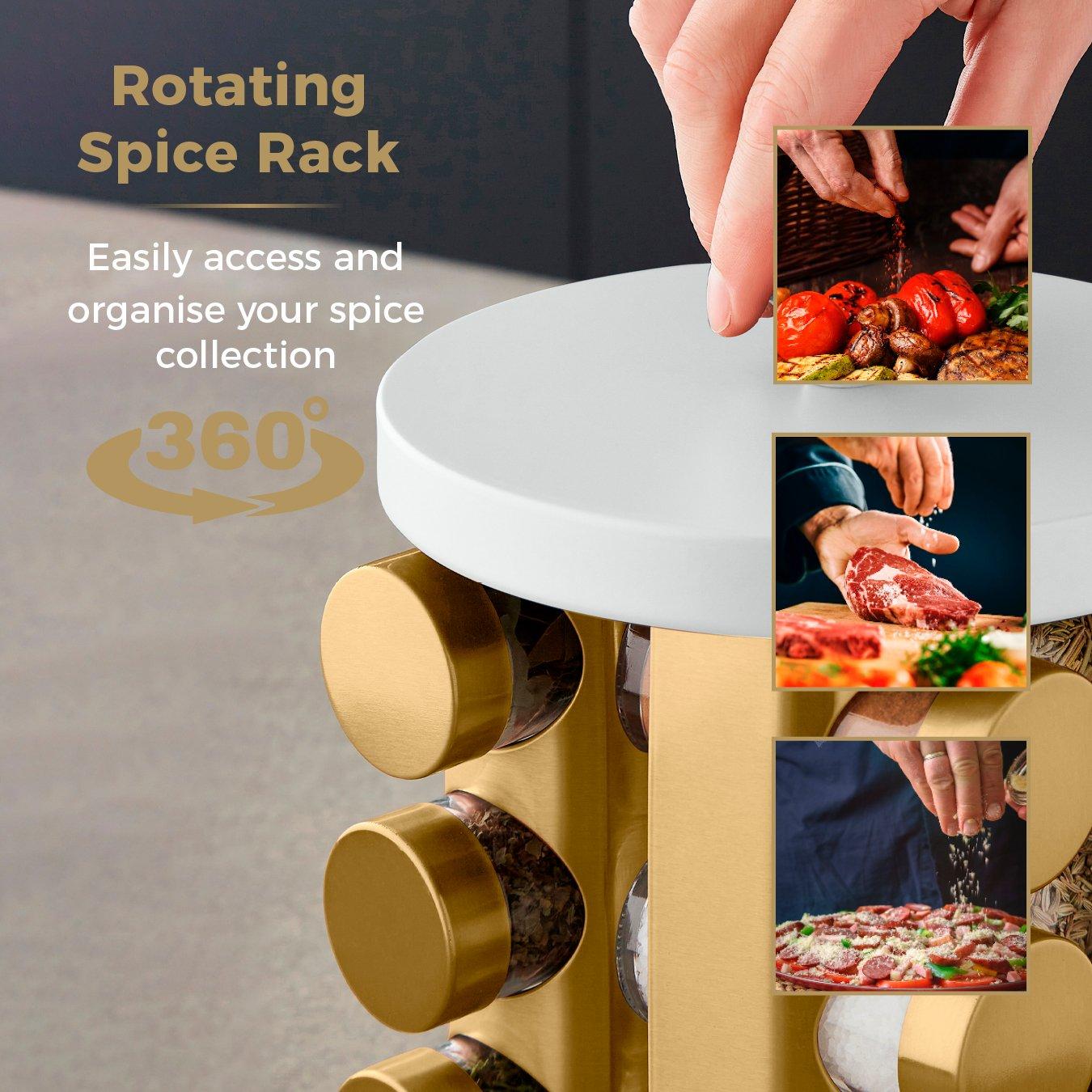 Optic White - Tower - Cavaletto 12 Jar Spice Rack Optic White / Champagn - 3