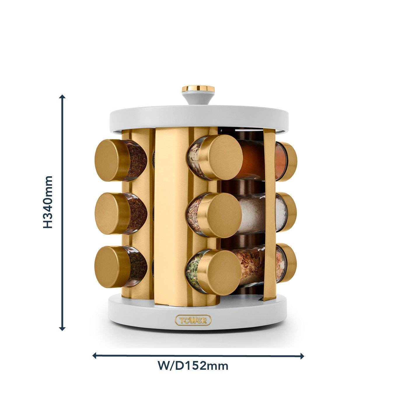 Optic White - Tower - Cavaletto 12 Jar Spice Rack Optic White / Champagn - 8
