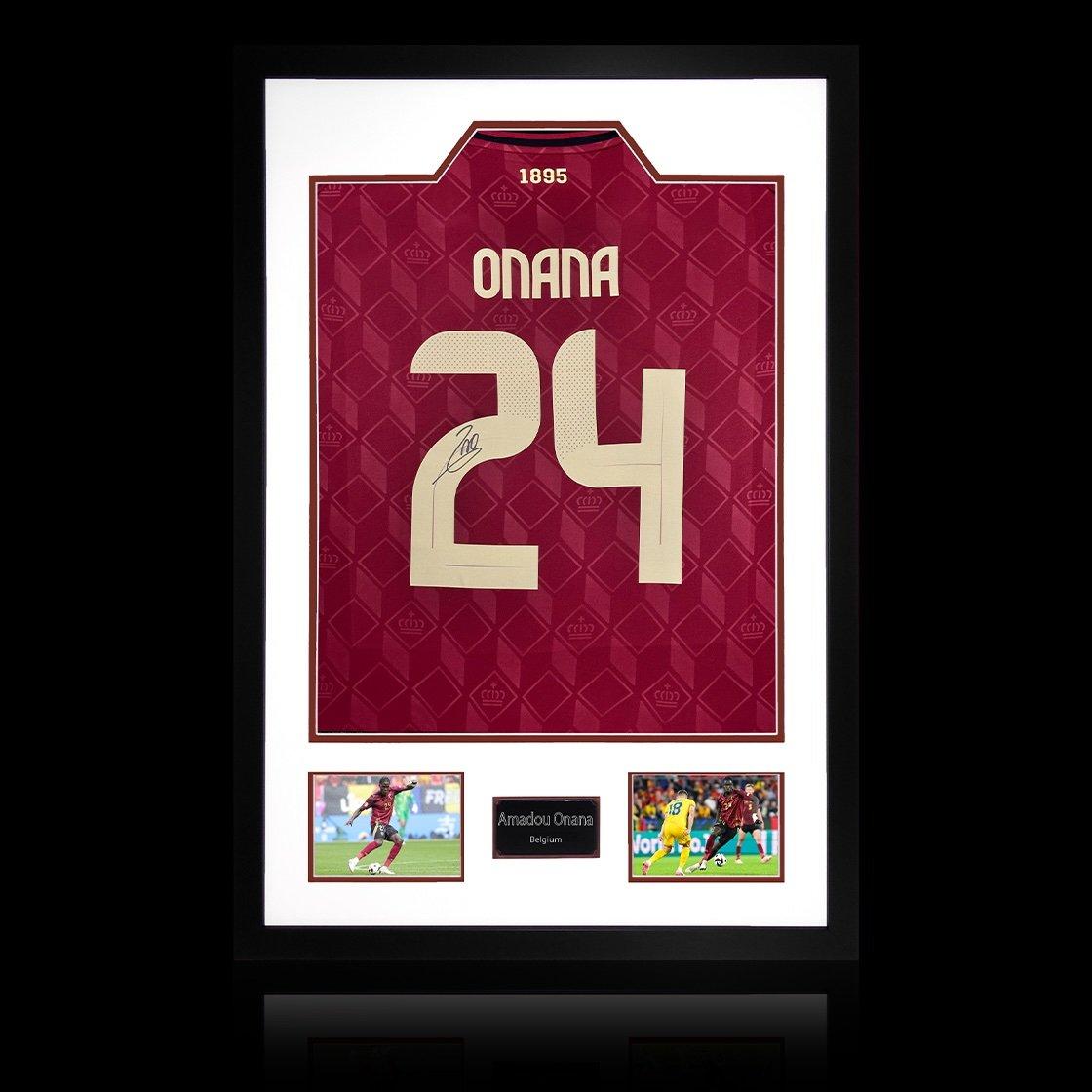 Red - The Fan Cave - Amadou Onana Signed Belgium Shirt Premium Frame - 1
