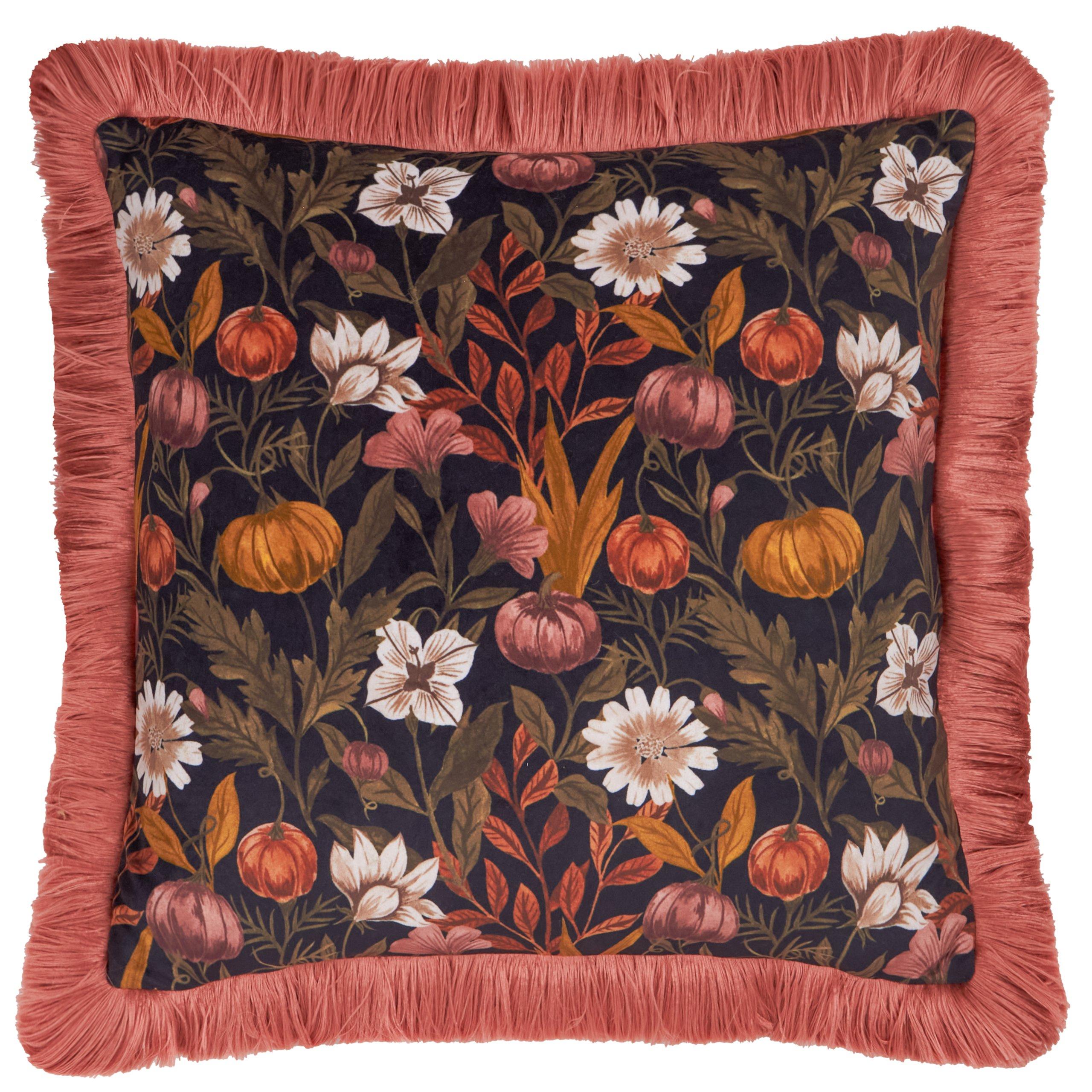 Burnished Rose/ - Furn - Autumn Garden Fringed Velvet Cushion - 2