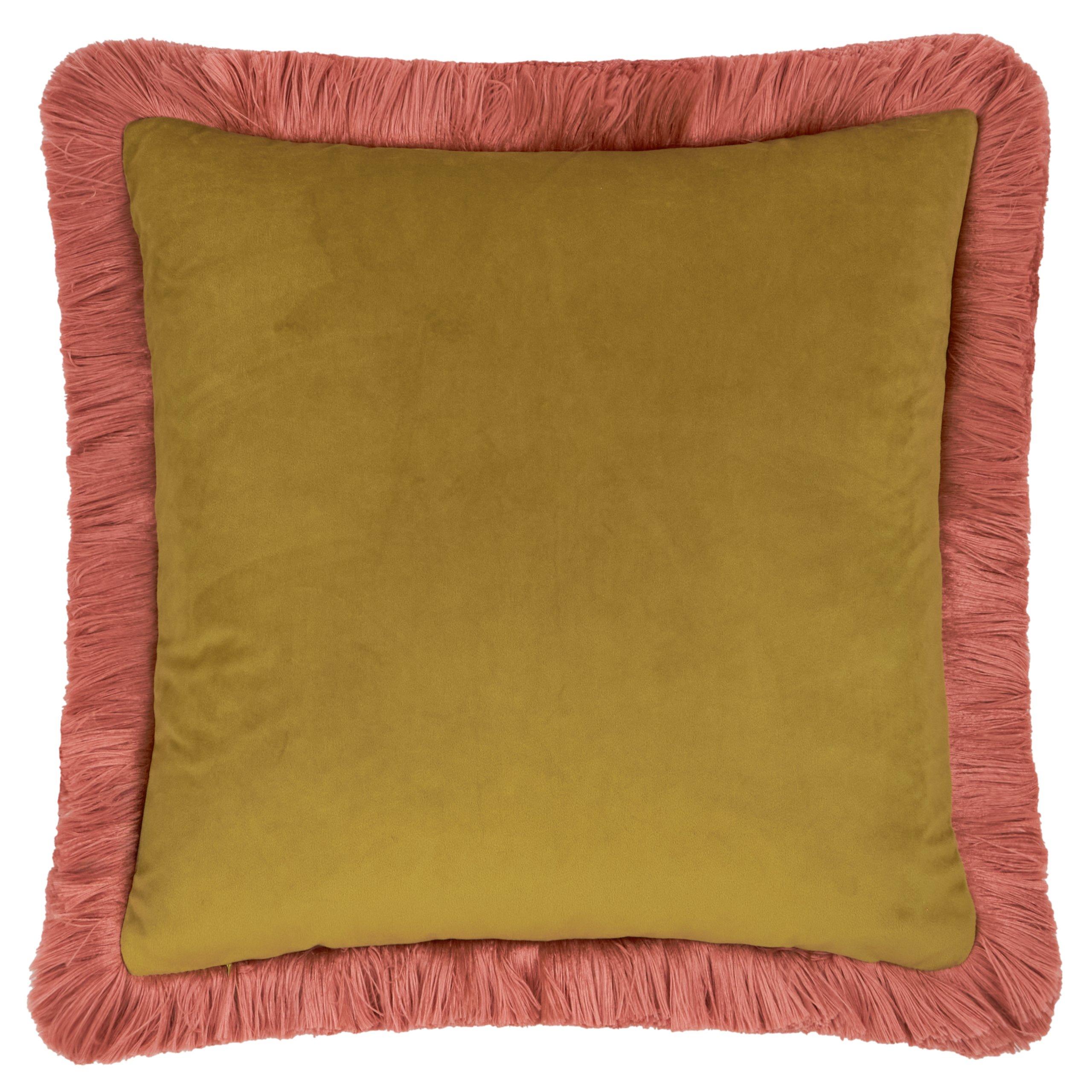 Burnished Rose/ - Furn - Autumn Garden Fringed Velvet Cushion - 3