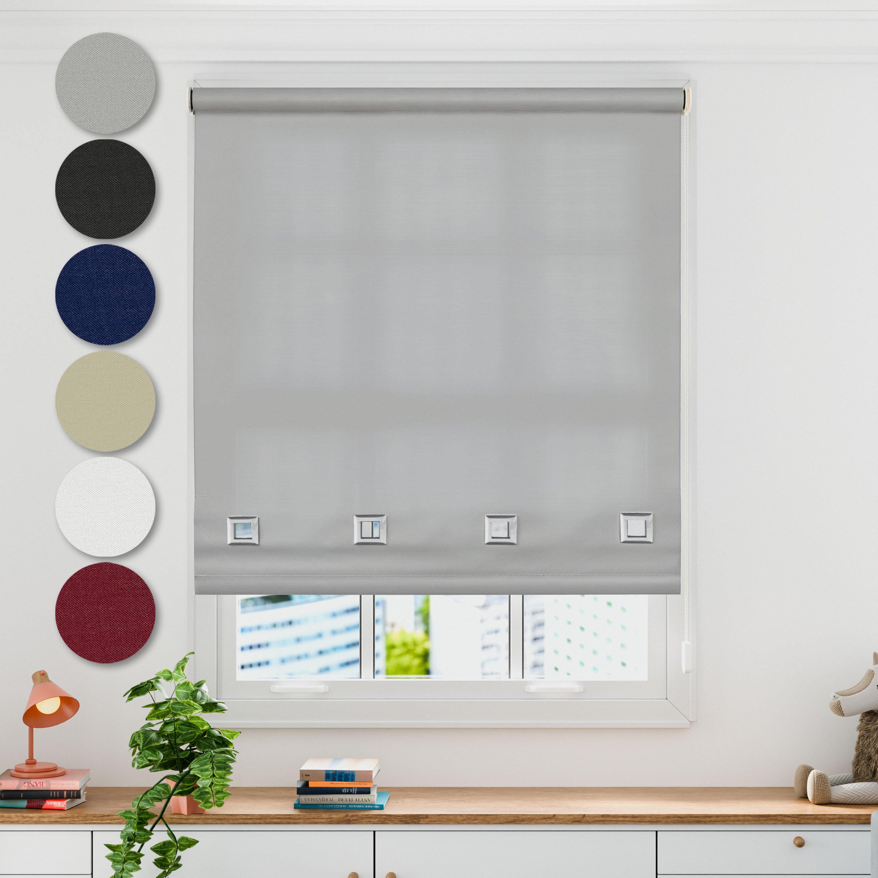 Grey - Emma Barclay - Square Eyelet Roller Blind - 1